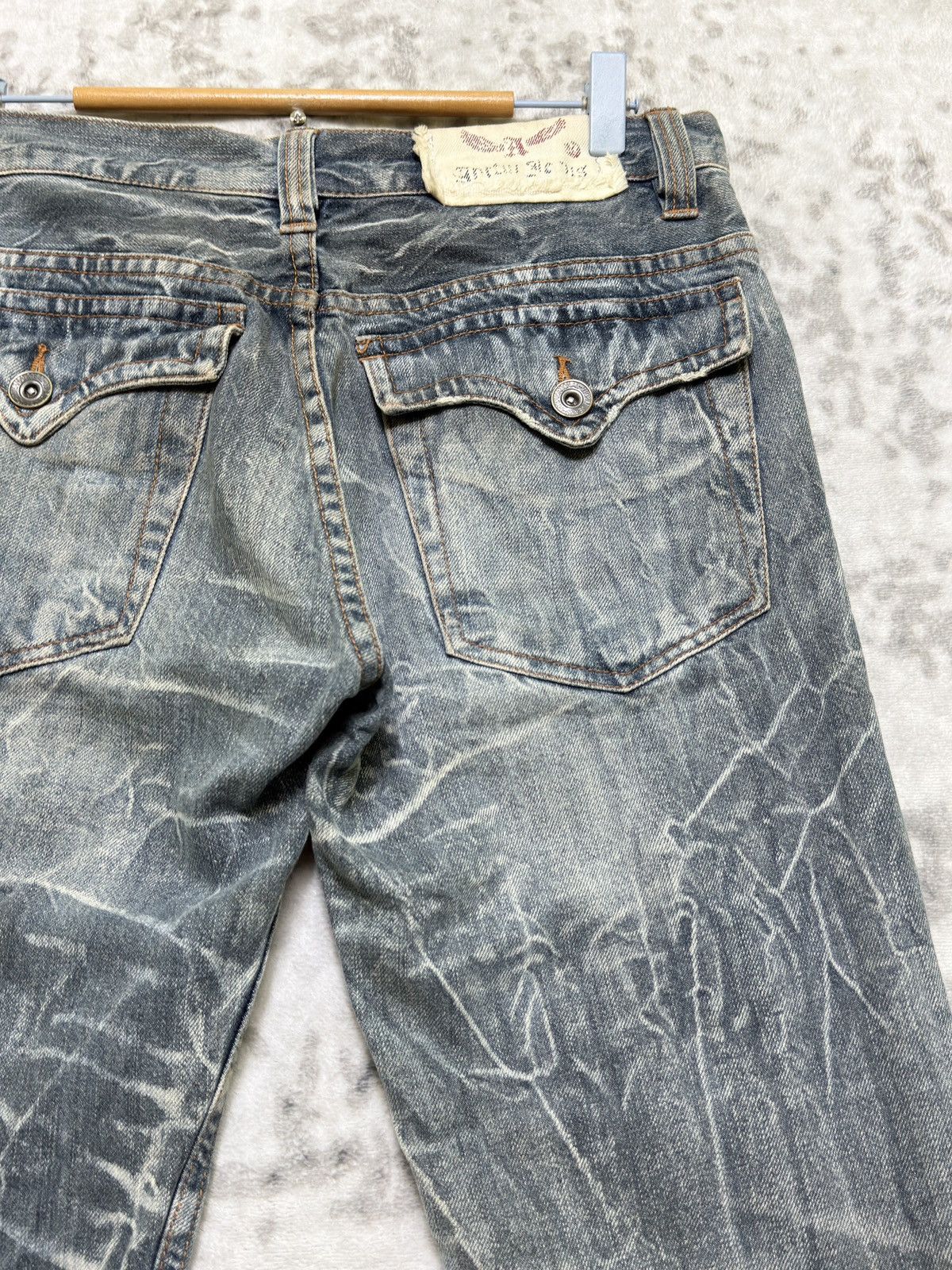 Tornado Mart Antful Distressed Flare Y2K Mud Wash Lightning Whisker Denim Size US 29 - 10 Thumbnail