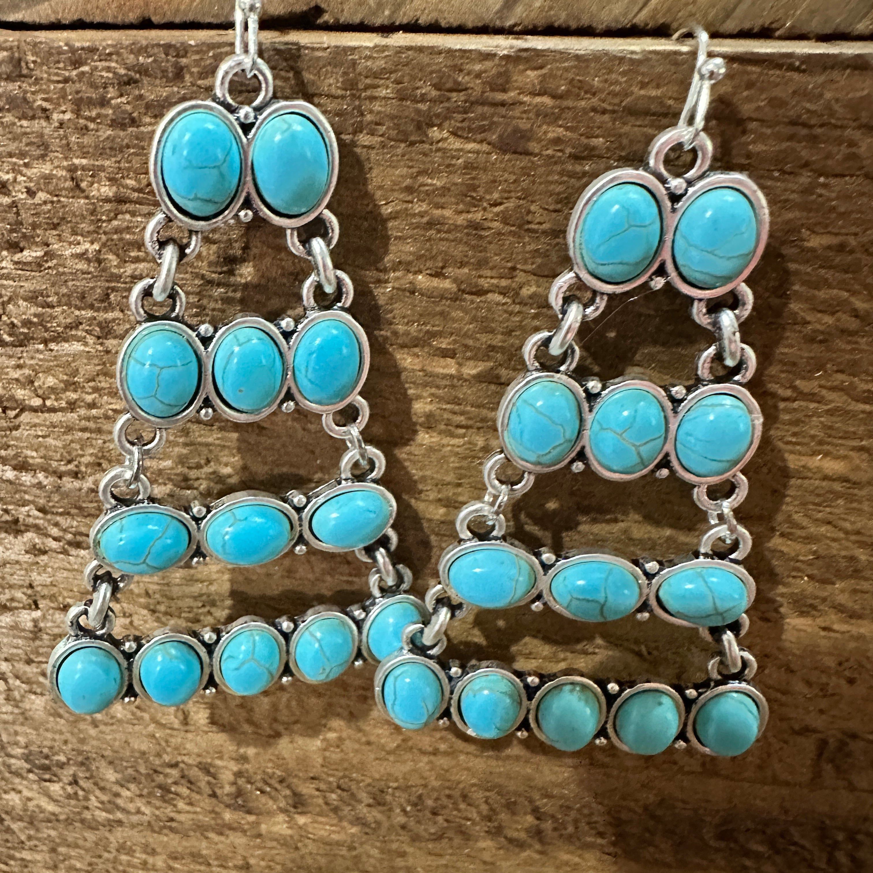 Other Stylish 724578 Turquoise Earrings 2.5 Inches Long Size ONE SIZE - 1 Thumbnail