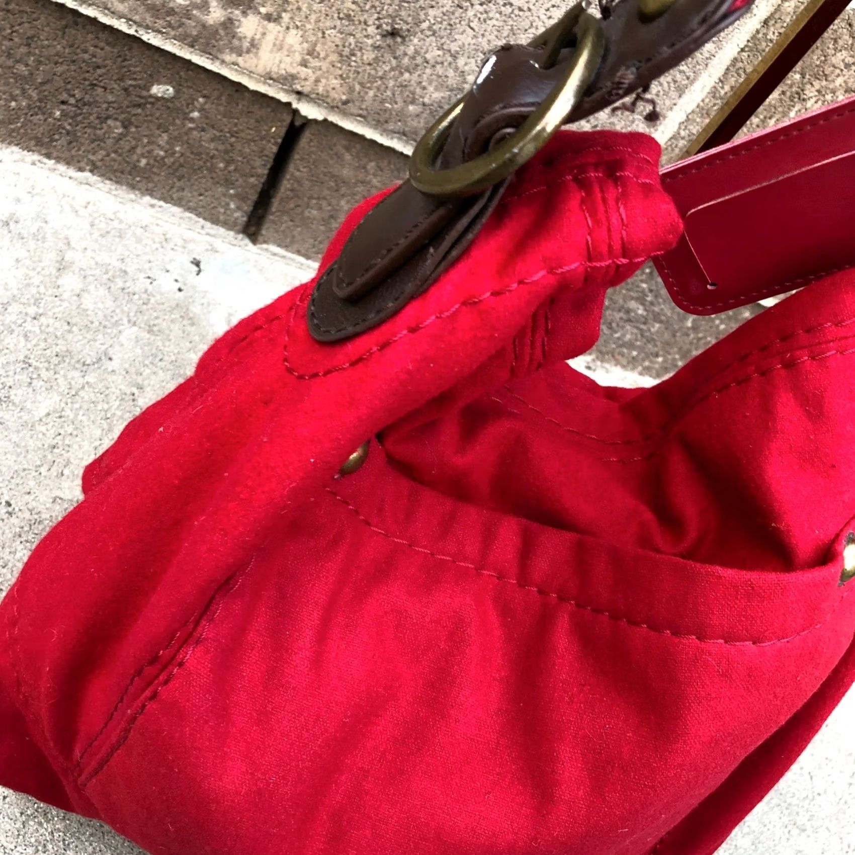 Gap Vintage GAP Shoulder Bag Purse Hand Satchel Red Felt Women's Size ONE SIZE - 3 Thumbnail