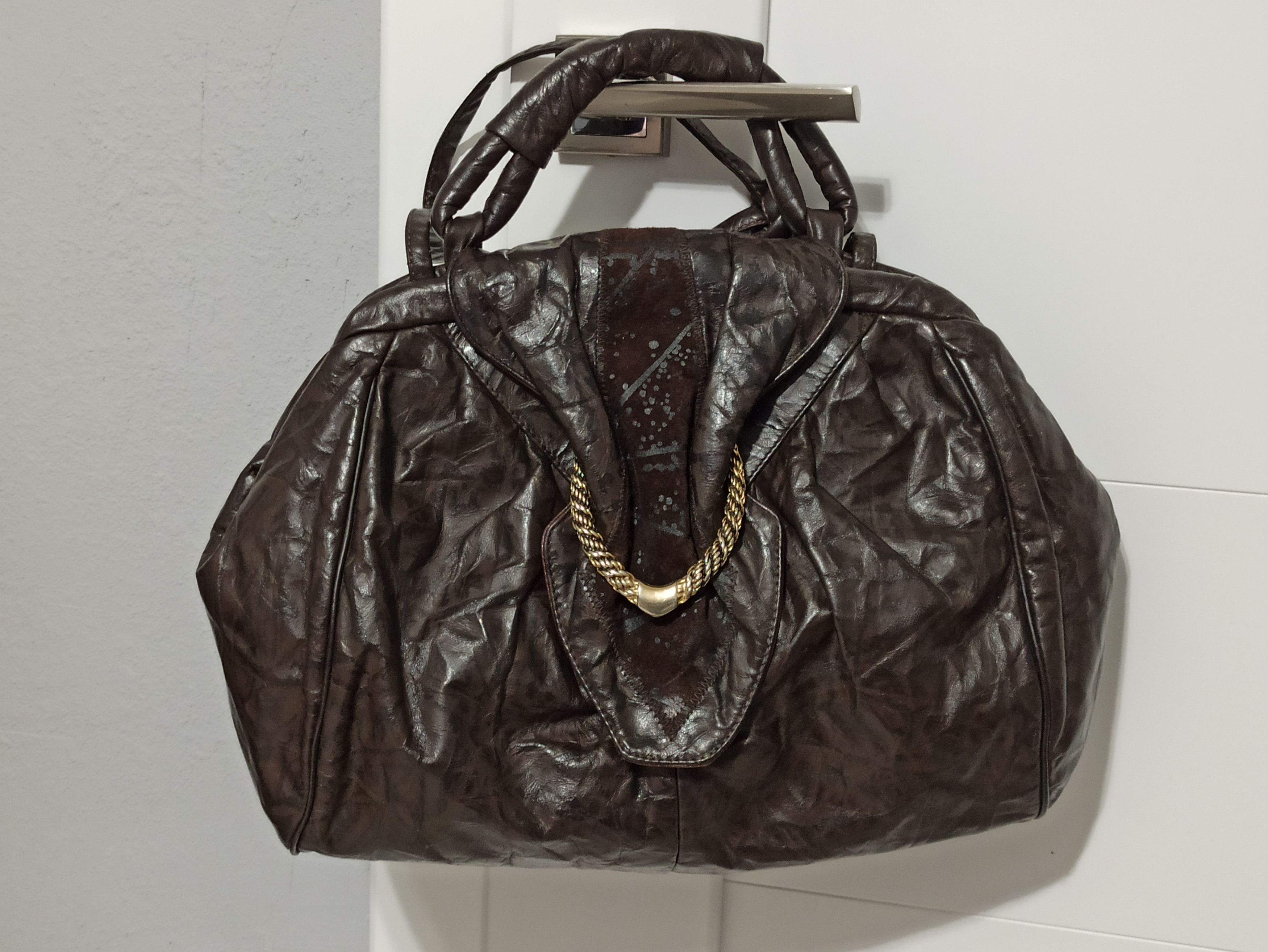 image of Vintage Leather Mimo Sacs Satchel Bag From The 80's in Brown, Women's
