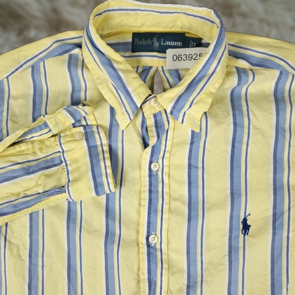 Ralph Lauren Ralph Lauren Button-Up Shirt Mens Large Yellow Striped Long Sleeve Classic Preppy Size US L / EU 52-54 / 3 - 1 Thumbnail