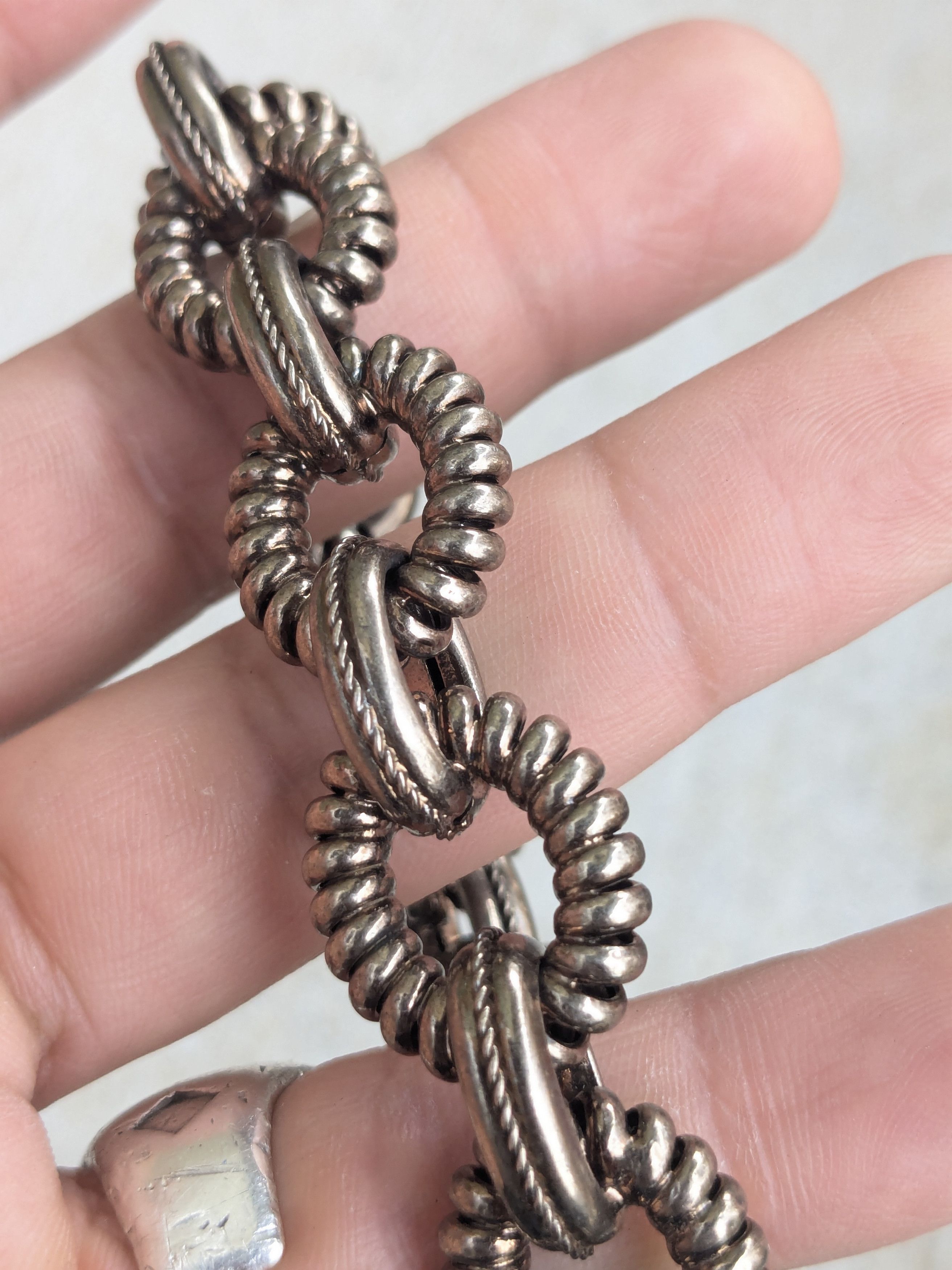 Jewelry Vintage Sterling Silver Bracelet Oval Thick Chunky 7.75 Size ONE SIZE - 10 Thumbnail