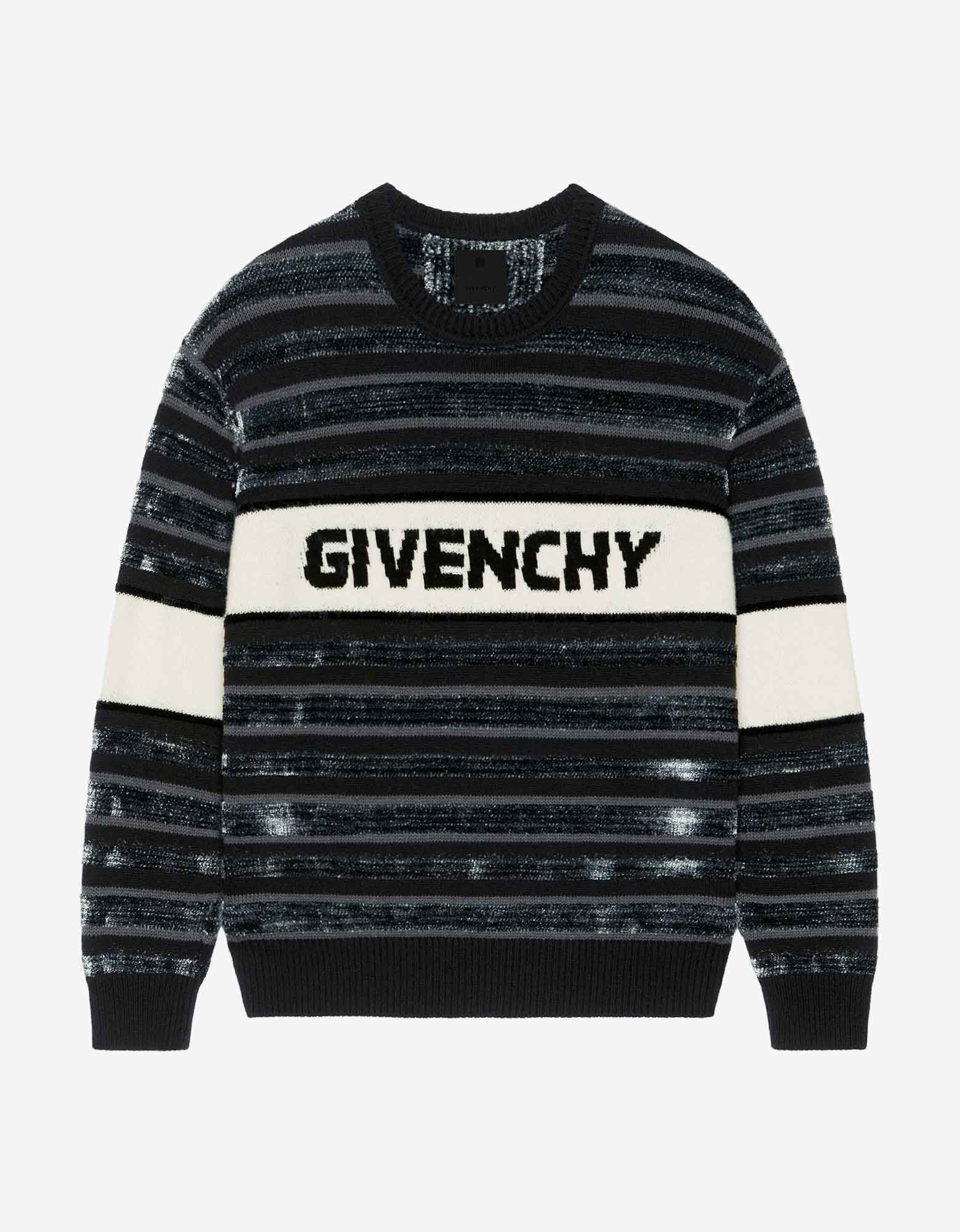 image of Givenchy Black Stripe Logo Sweater, Men's (Size Small)