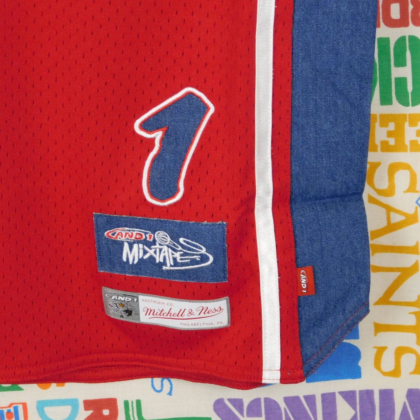 Mitchell & Ness AND1 Mixtape Jersey Size M Streetball Red Navy Denim NWT Size US M / EU 48-50 / 2 - 7 Thumbnail