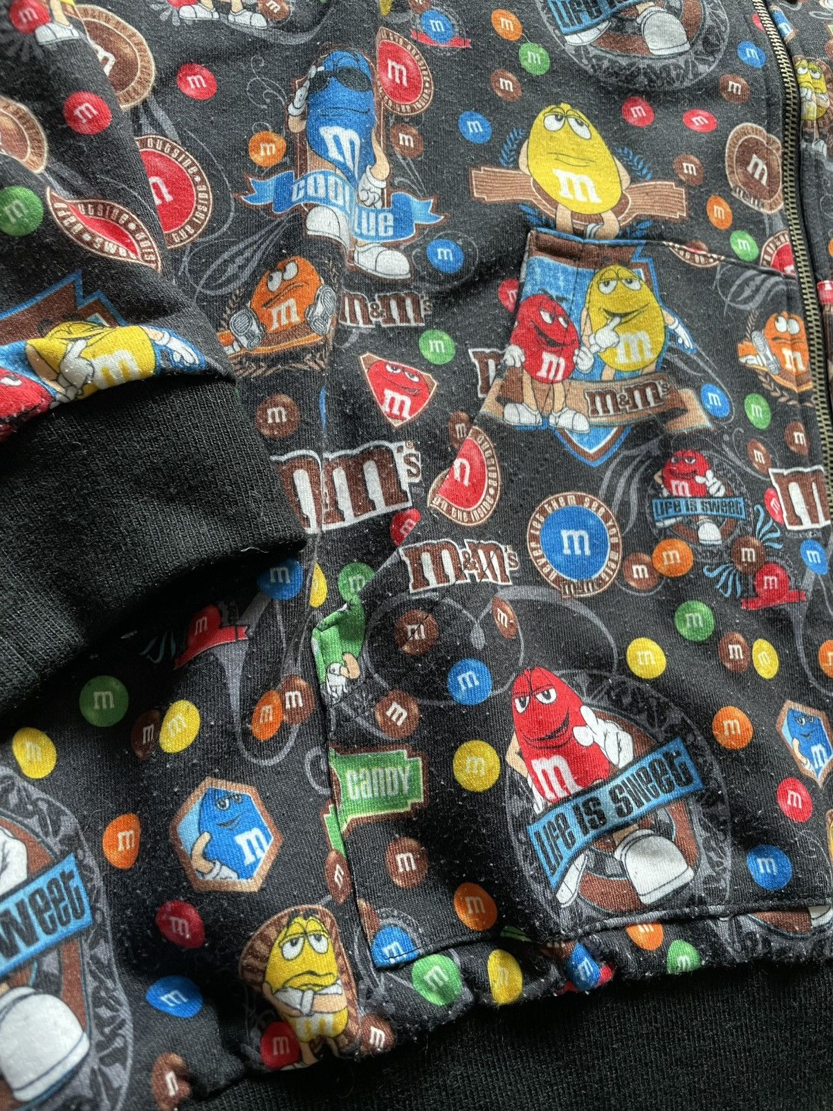 VINTAGE M&M JH Design All Over AOP Hoodie White Full ZipSz M