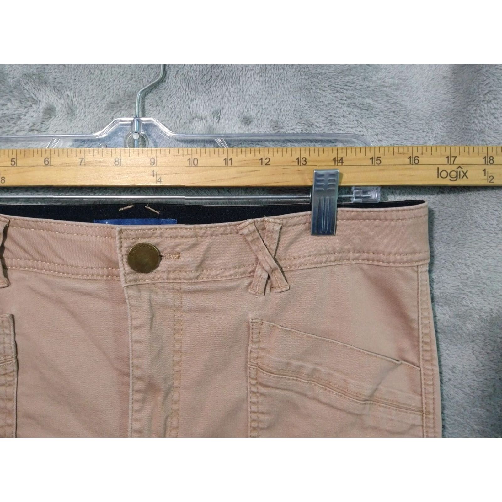 Vintage Democracy High Rise Cargo Pants Womens 12 Beige Utility Stretch Pockets Casual Size 34" / US 12 / IT 48 - 3 Thumbnail