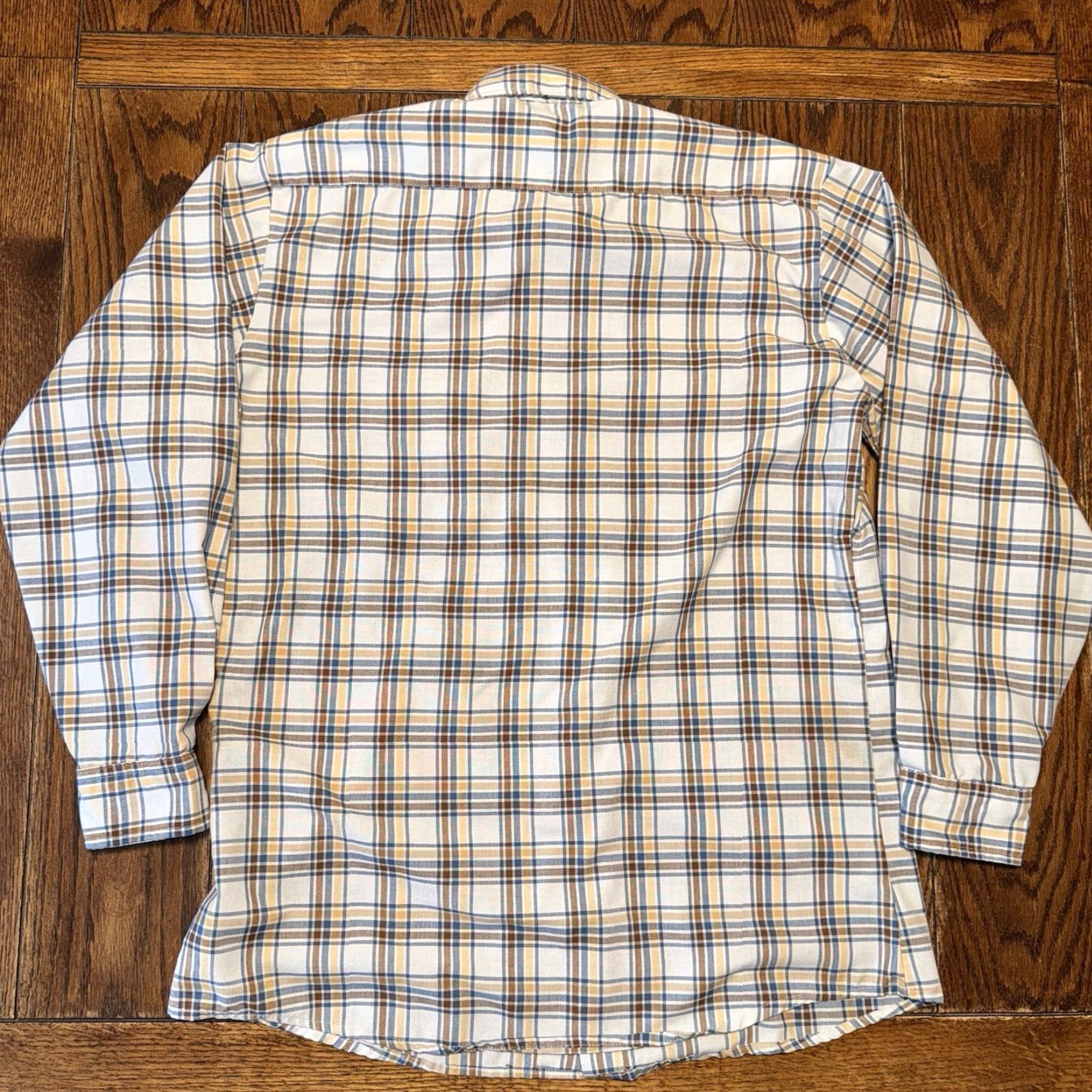 Vintage VTG Big Mac Mens XL Blue Beige Plaid 80’s Long Sleeve Button Up USA Shirt Size US XL / EU 56 / 4 - 5 Thumbnail