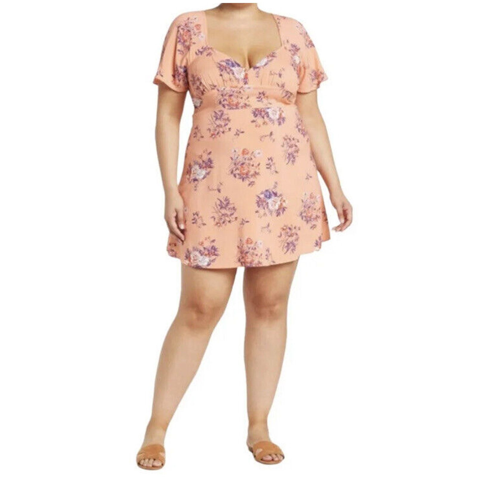 Nordstrom Abound Skater Dress Coral Aster Bouquet Pink Size XL / US 12-14 / IT 48-50 - 1 Thumbnail