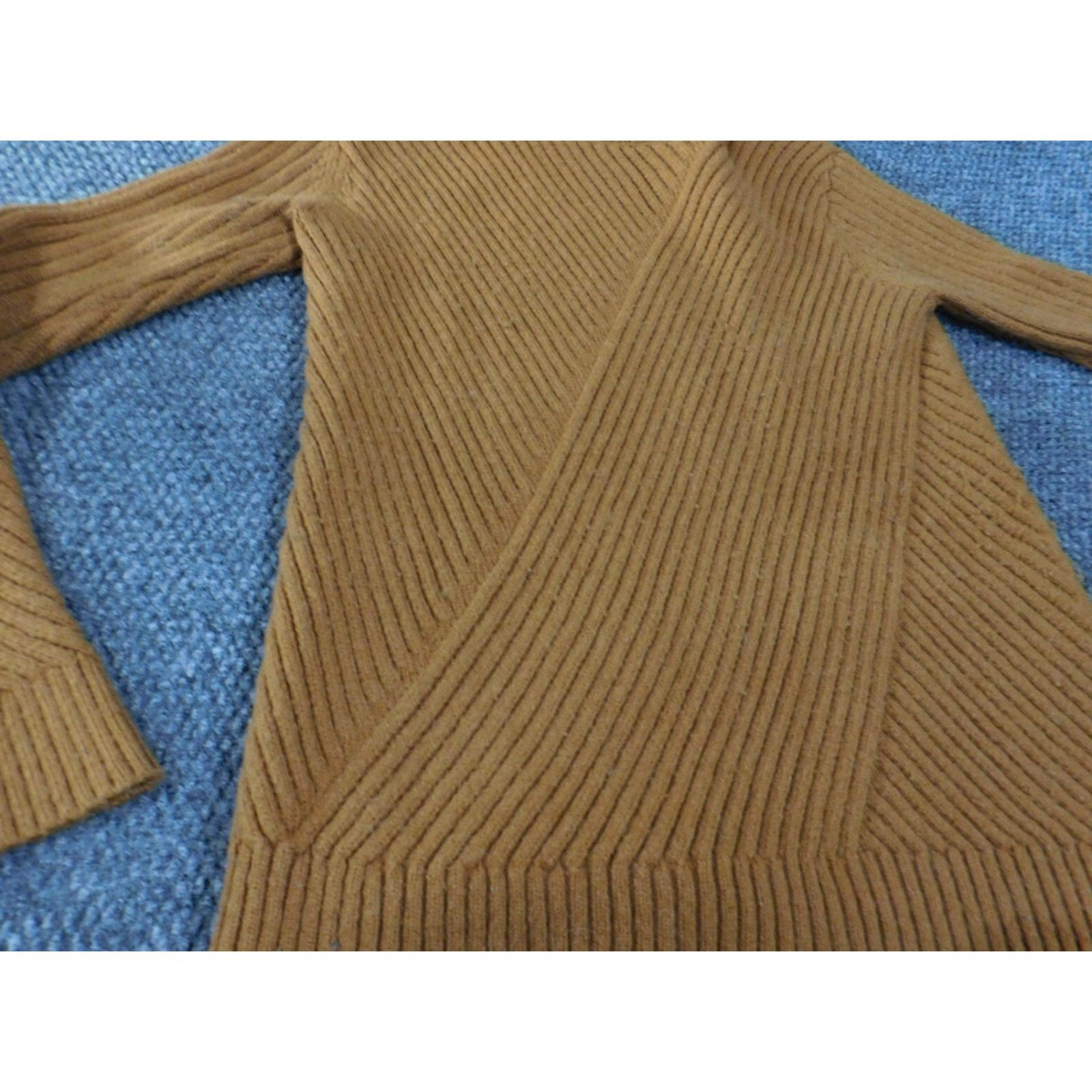 Ann Taylor Ann Taylor Sweater Cardigan Womens XS Brown Alpaca Wool Nylon Geometric Knit Stretch Turtleneck Pullover Casual Seasonal Classic Size XS / US 0-2 / IT 36-38 - 4 Thumbnail