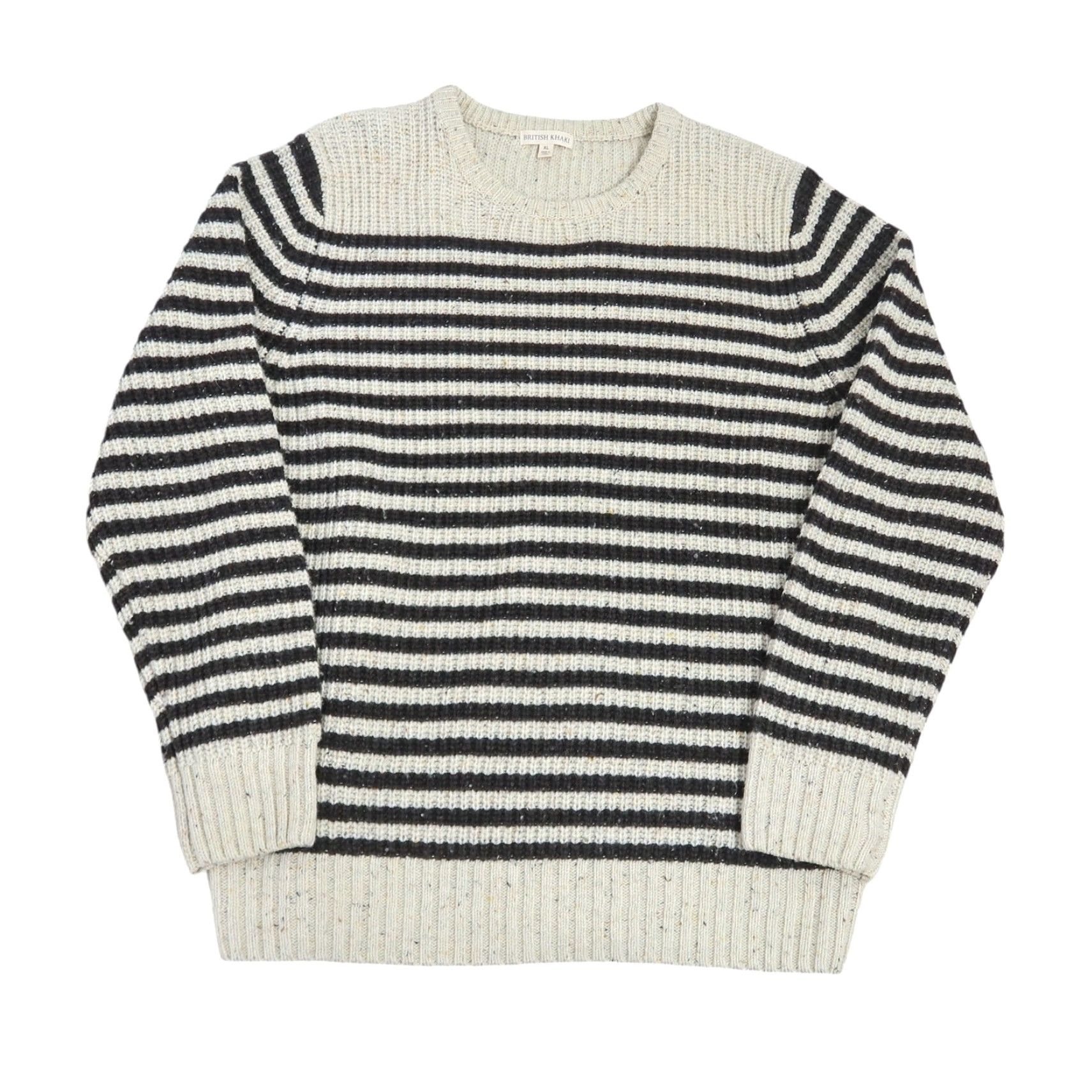 Vintage British Khaki Cream Tan and Brown Stripe Wool Blend Knit Sweater Mens XL Size US XL / EU 56 / 4 - 5 Thumbnail