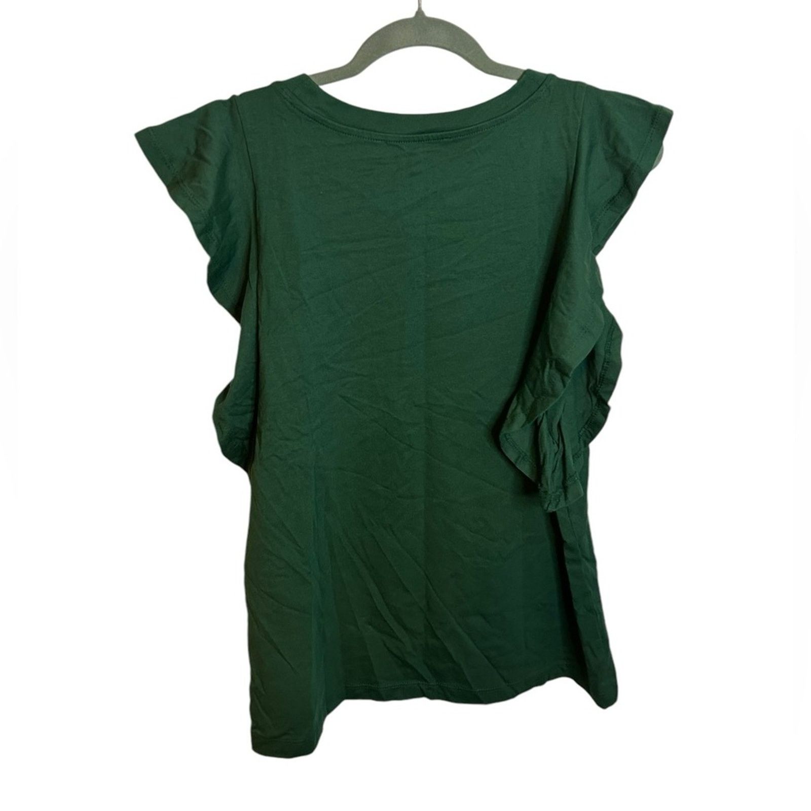 Loft NWT Loft Hunter Green Ruffle Sleeve Top Size S / US 4 / IT 40 - 2 Thumbnail