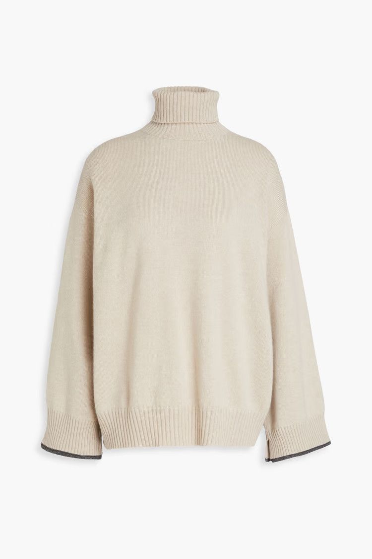 o1y0825 Turtleneck Cashmere Blend Sweater in Sand