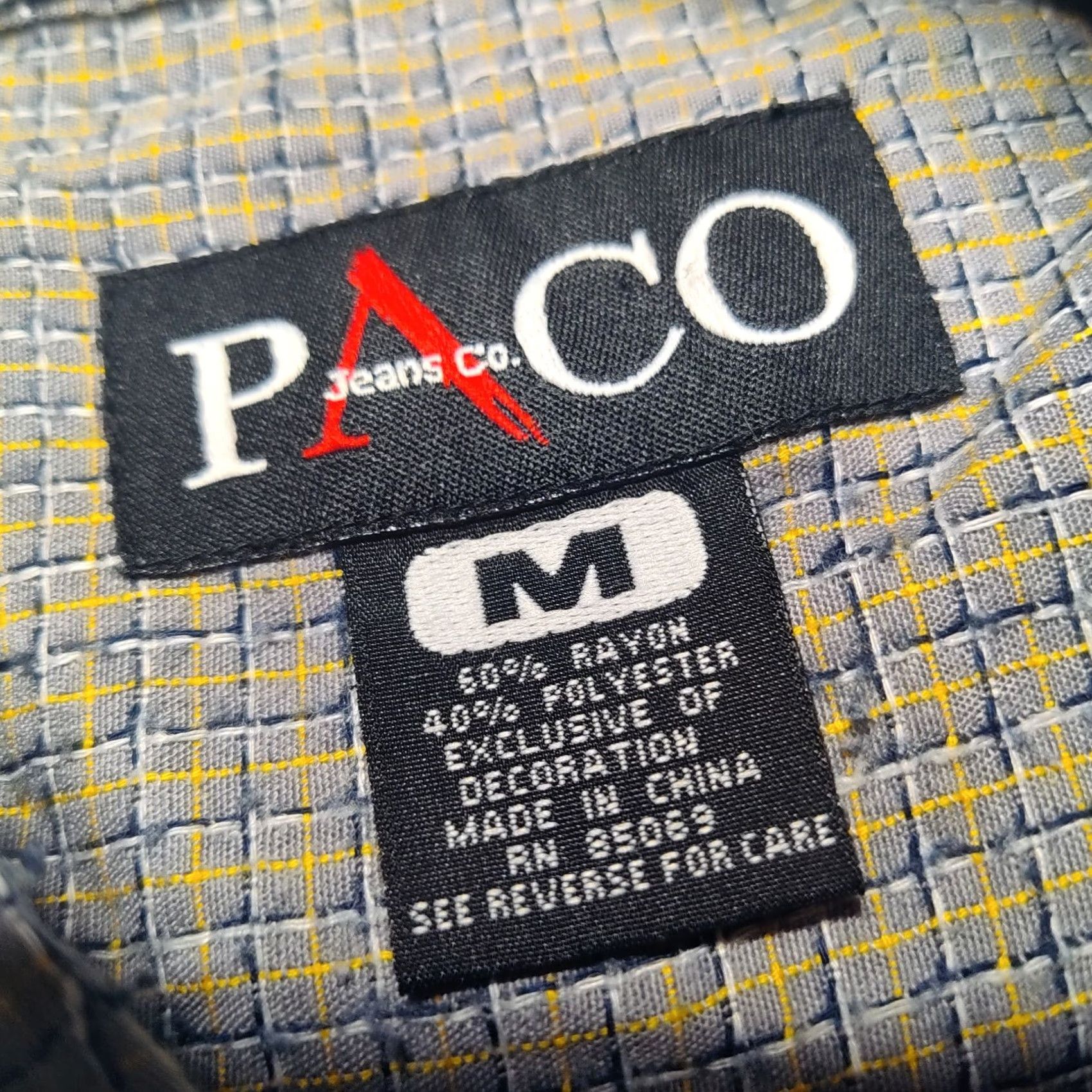 Vintage VINTAGE Paco Jeans Co Men Shirt Button-Down Check Gray Blue Rayon Blend Short Sleeve Medium Size US M / EU 48-50 / 2 - 5 Thumbnail