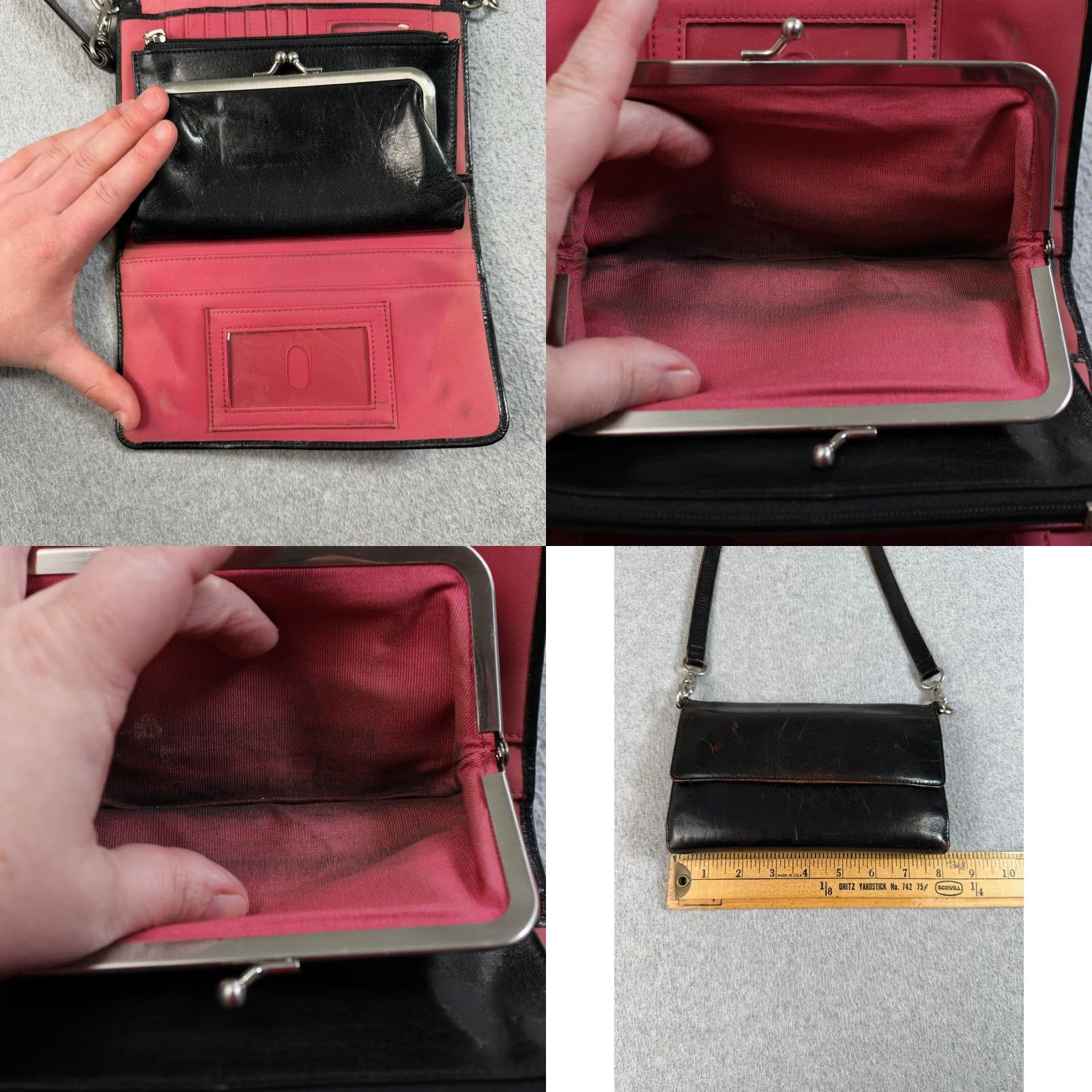 Vintage VINTAGE Hobo International Purse Bag Womens Small Black Leather Organizer Handbag READ Size ONE SIZE - 8 Thumbnail