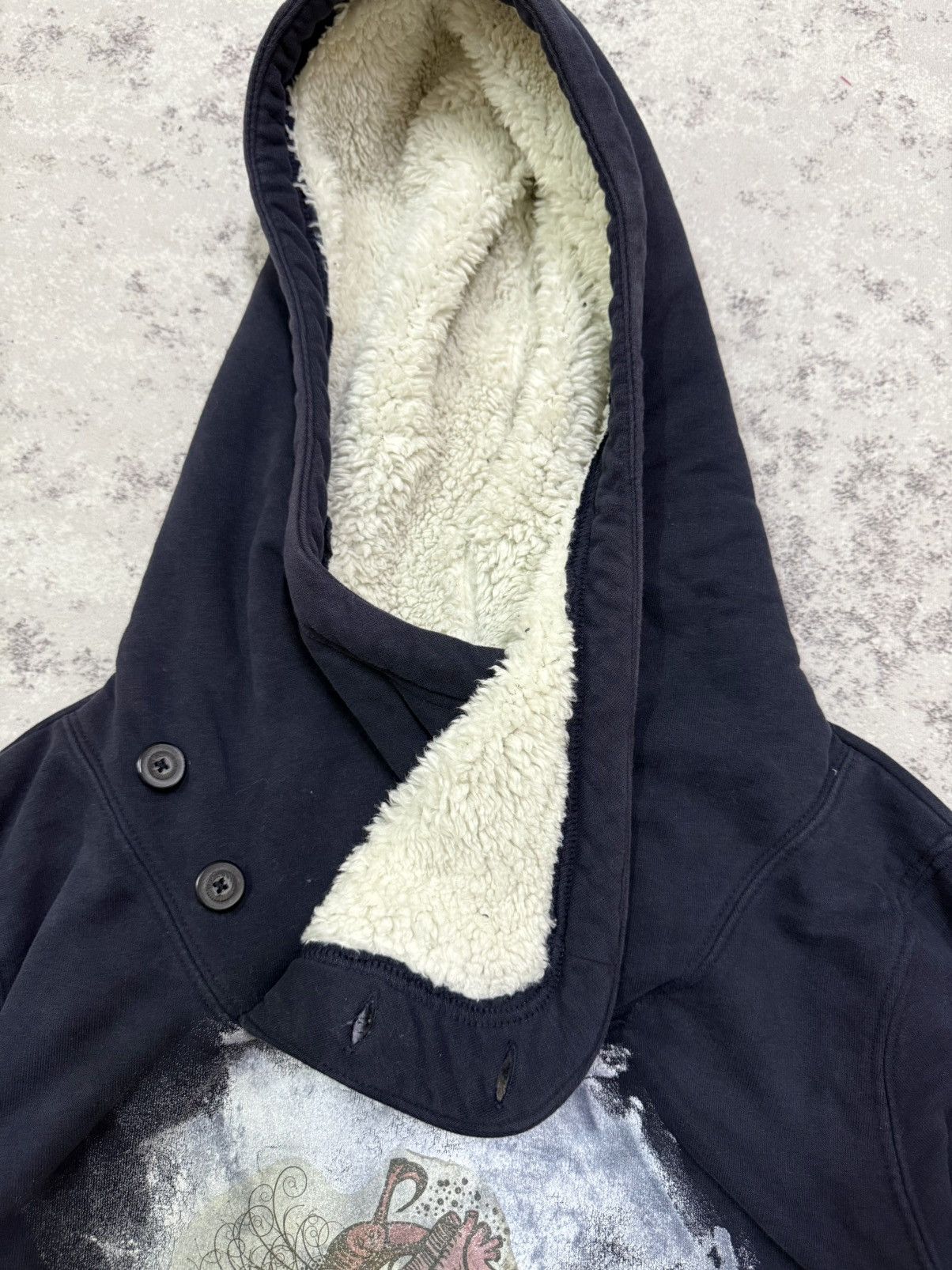 Divided Divided sherpa lined button up cowl neck graphic print hodie Size US M / EU 48-50 / 2 - 8 Thumbnail