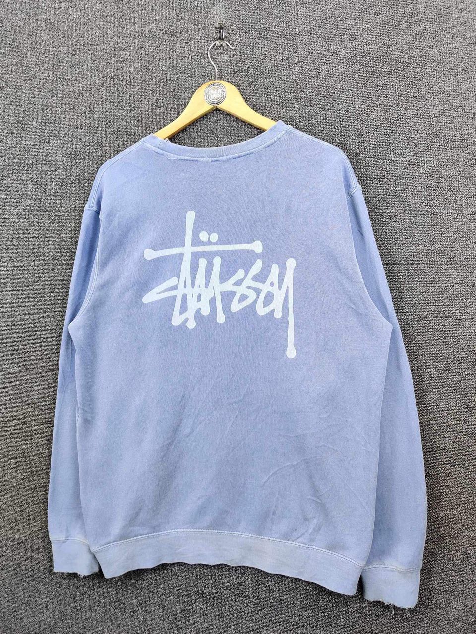 Stussy Vintage Stussy Signature Big Logo Distressed Sweatshirt Size US M / EU 48-50 / 2 - 2 Thumbnail