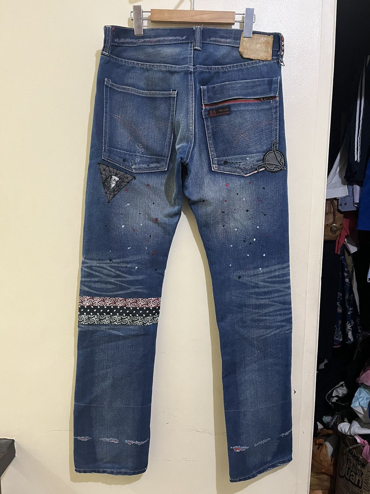 image of Clot X Dynasty Archival Denim Pants in Blue Denim, Men's (Size 36)