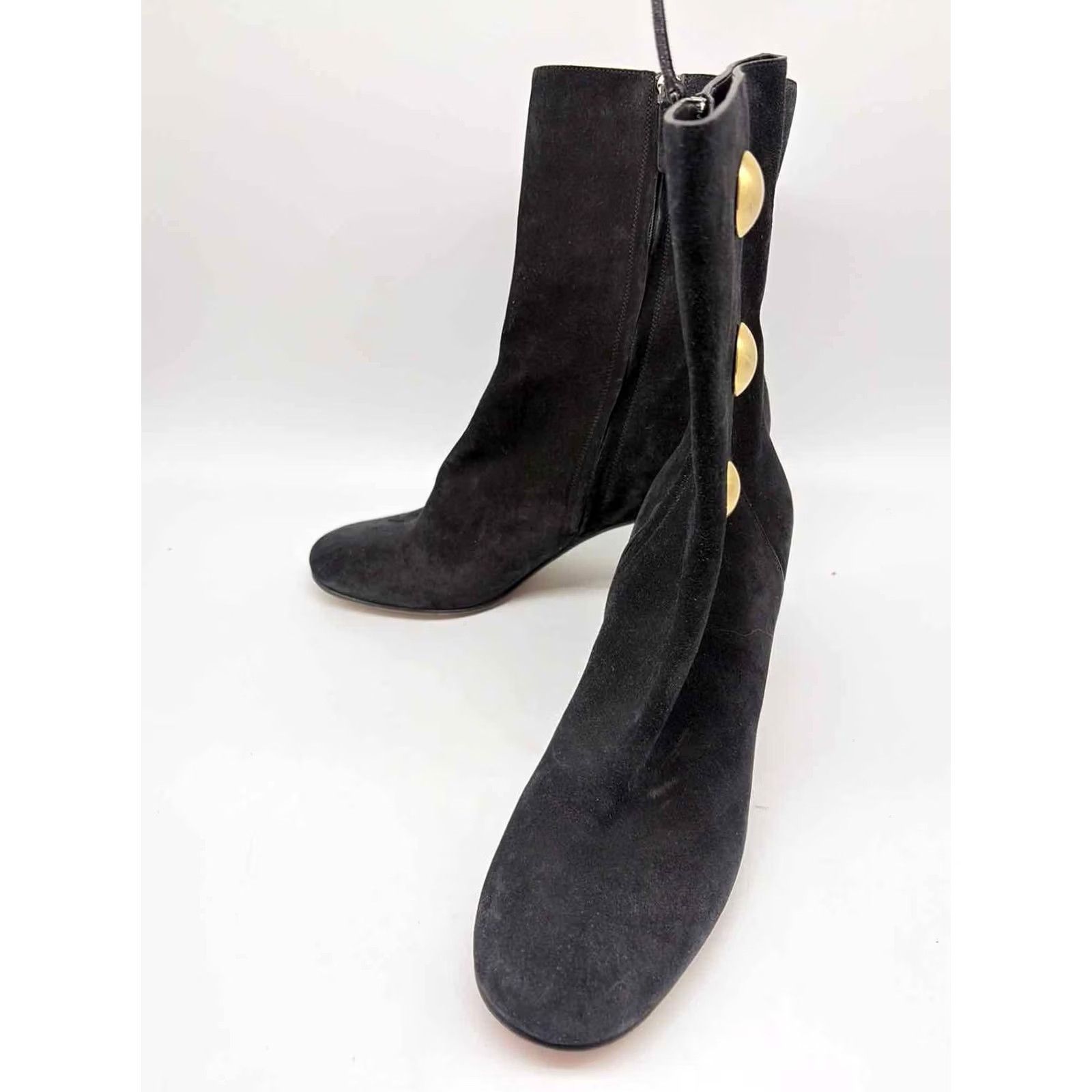 Vintage Chloe Ankle Boots Size 8.5 Black Suede Pre-Owned Size US 9 / IT 39 - 2 Thumbnail