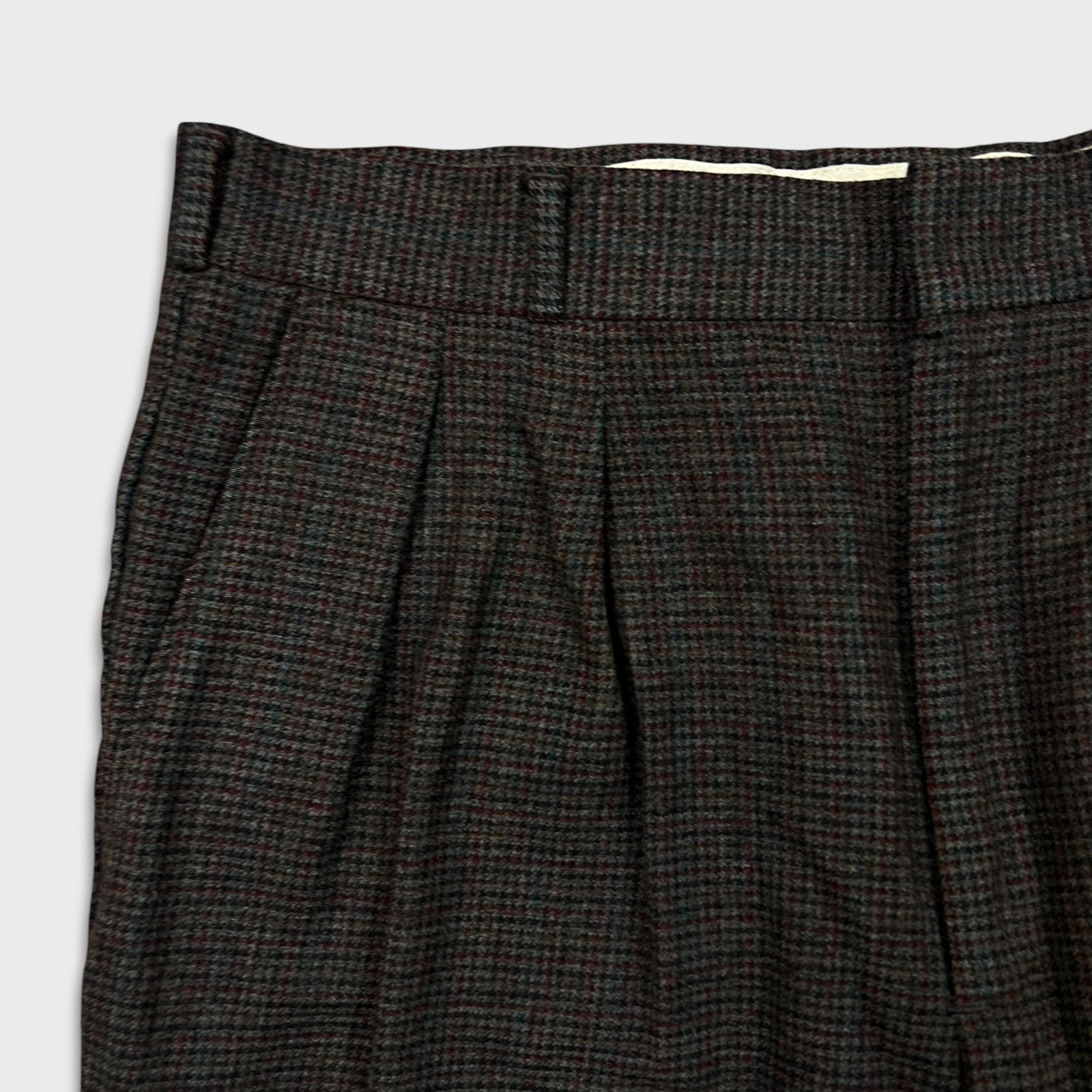 Vintage Thomson Dress Pants 34x28 Plaid Pleat Baggy Wool 90s Trouser Size US 34 / EU 50 - 3 Thumbnail