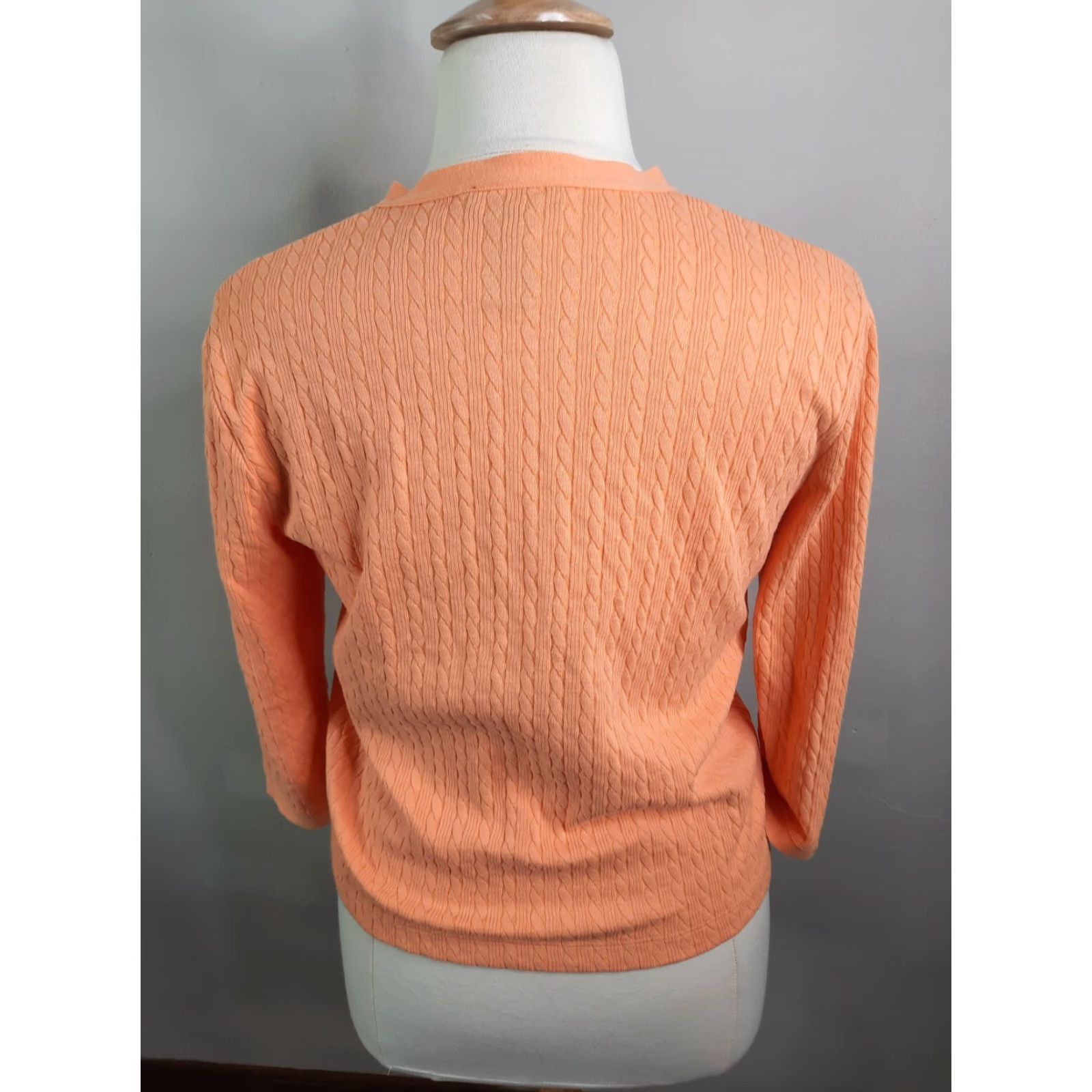 Ralph Lauren Lauren Ralph Lauren Cardigan L Orange Cotton 3/4 Sleeve Button Front Womens Size L / US 10 / IT 46 - 5 Thumbnail