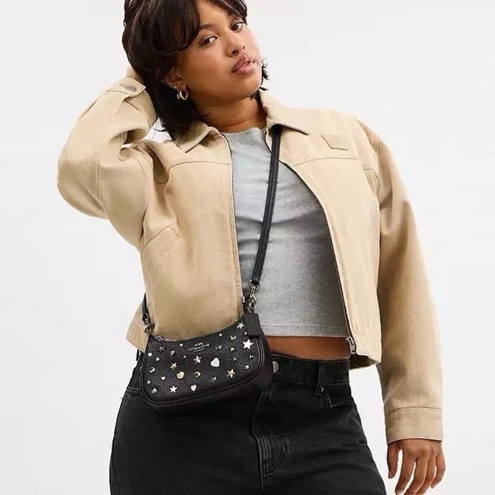 Coach NWT Coach Teri Mini Crossbody Bag Rivets CCE44 Black Size ONE SIZE - 9 Thumbnail