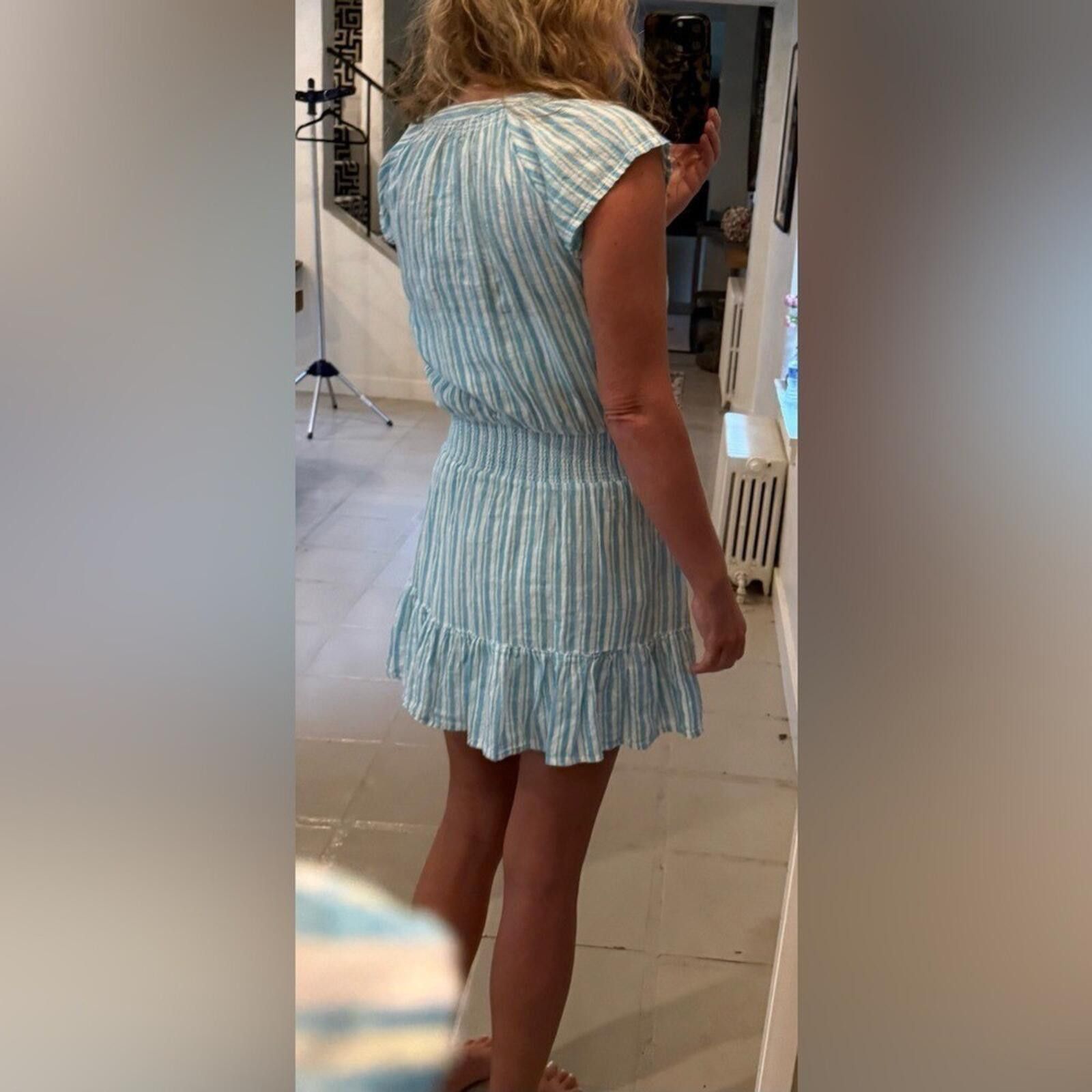 Rails Rails Augustine Laguna Blue Stripe Smocked Mini Dress XS Size XS / US 0-2 / IT 36-38 - 3 Thumbnail