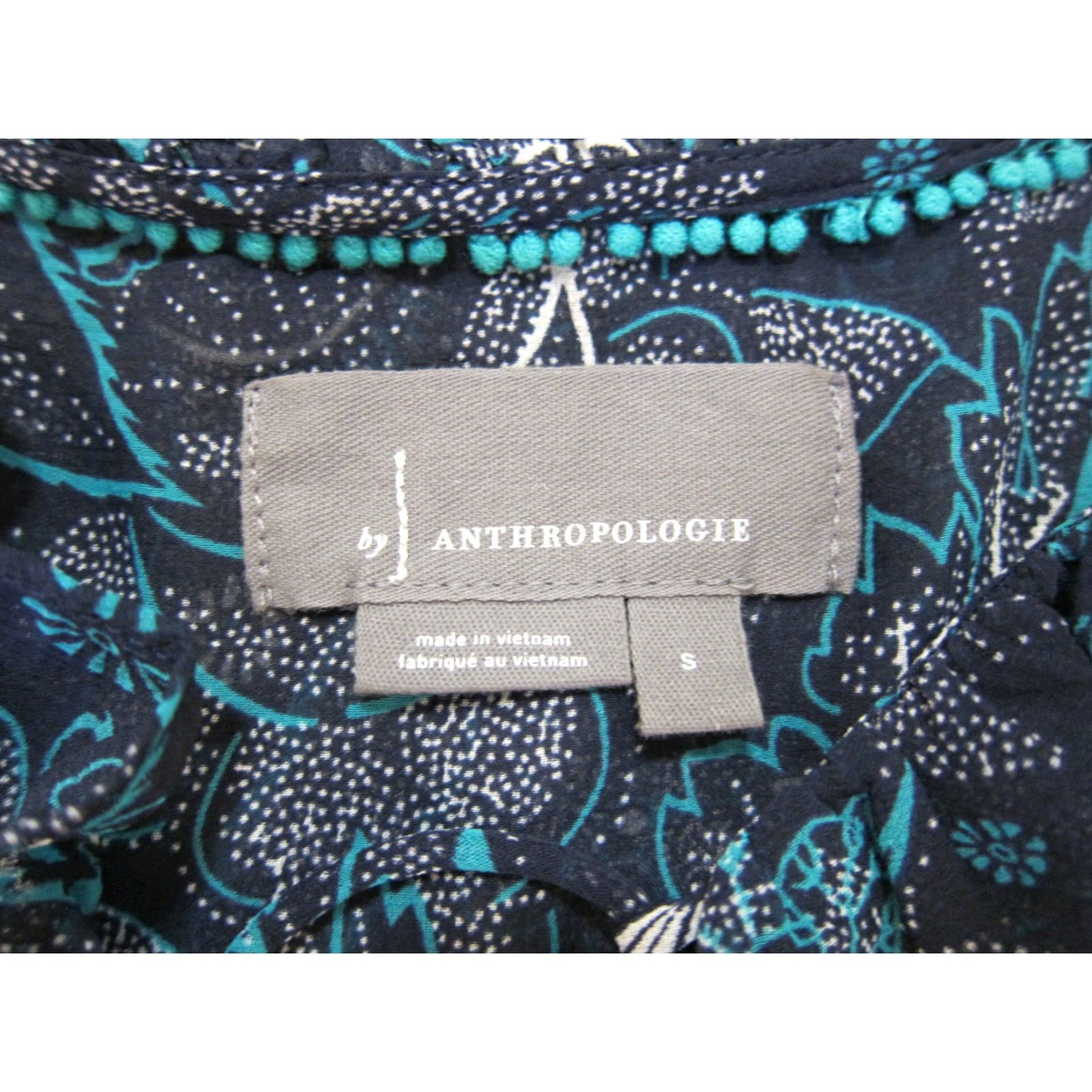 Anthropologie Anthropologie Blue White Floral Paisley Silky Sheer Peasant Blouse Women Small Size S / US 4 / IT 40 - 3 Thumbnail