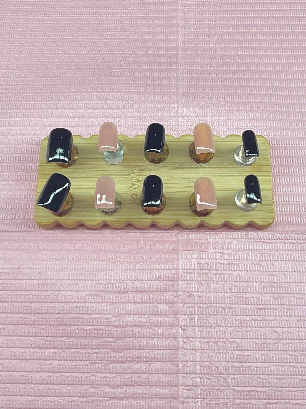 Handmade Extra Short square Press on nails black nude custom handmade Size ONE SIZE - 1 Preview