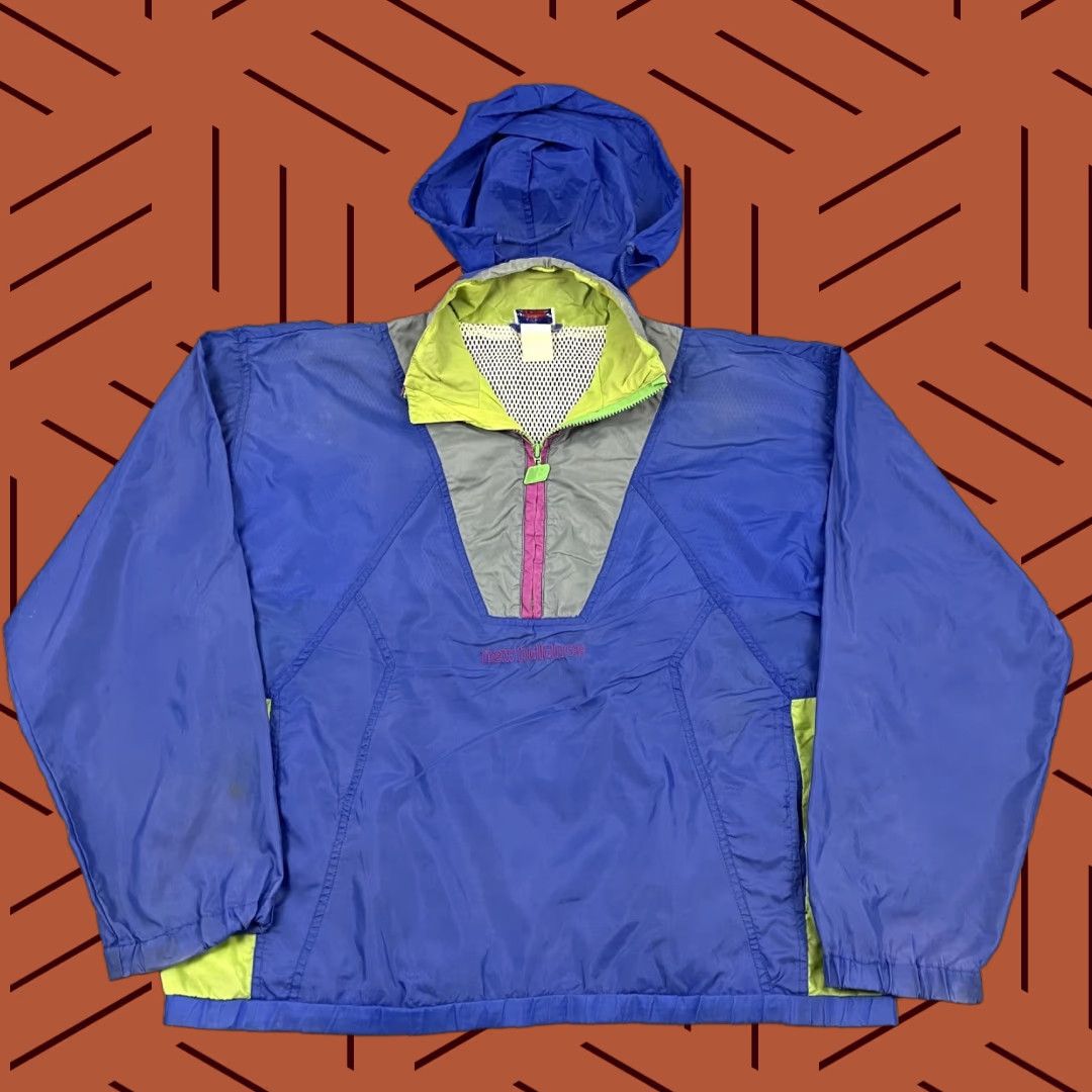 New Balance VTG New Balance Jacket Mens XL Windbreaker Blue Lightweight 90s Retro Regular with Hooded Pockets 1/4 Zip Size US XL / EU 56 / 4 - 1 Thumbnail