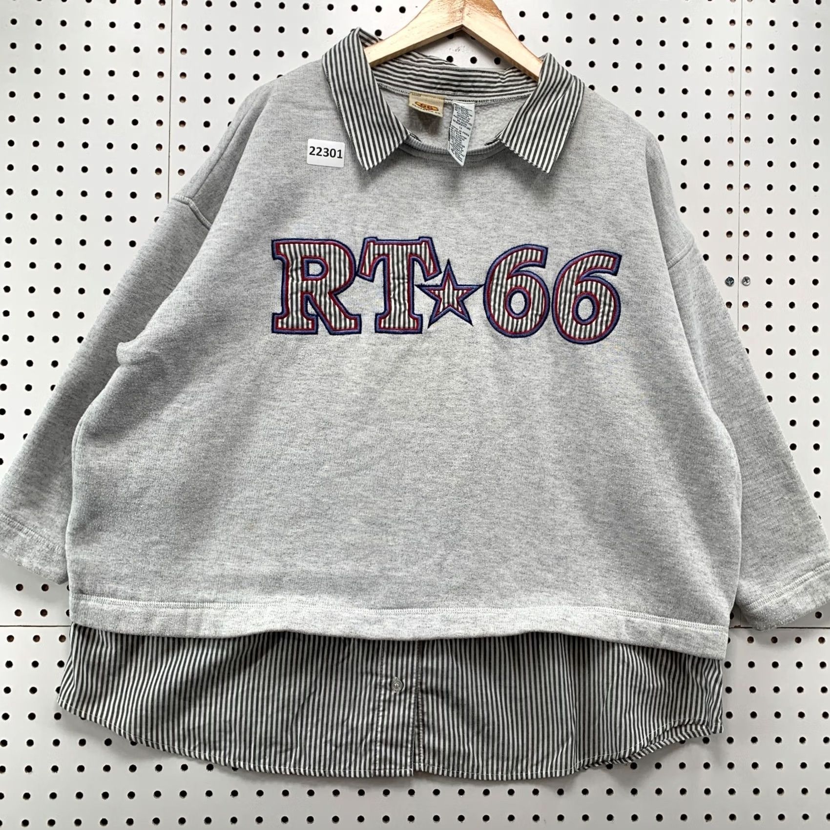 Route 66 VINTAGE Route 66 Shirt Womens 1X Gray Collared Sweatshirt Plus Size 5x30 Pullover Size XL / US 12-14 / IT 48-50 - 5 Thumbnail