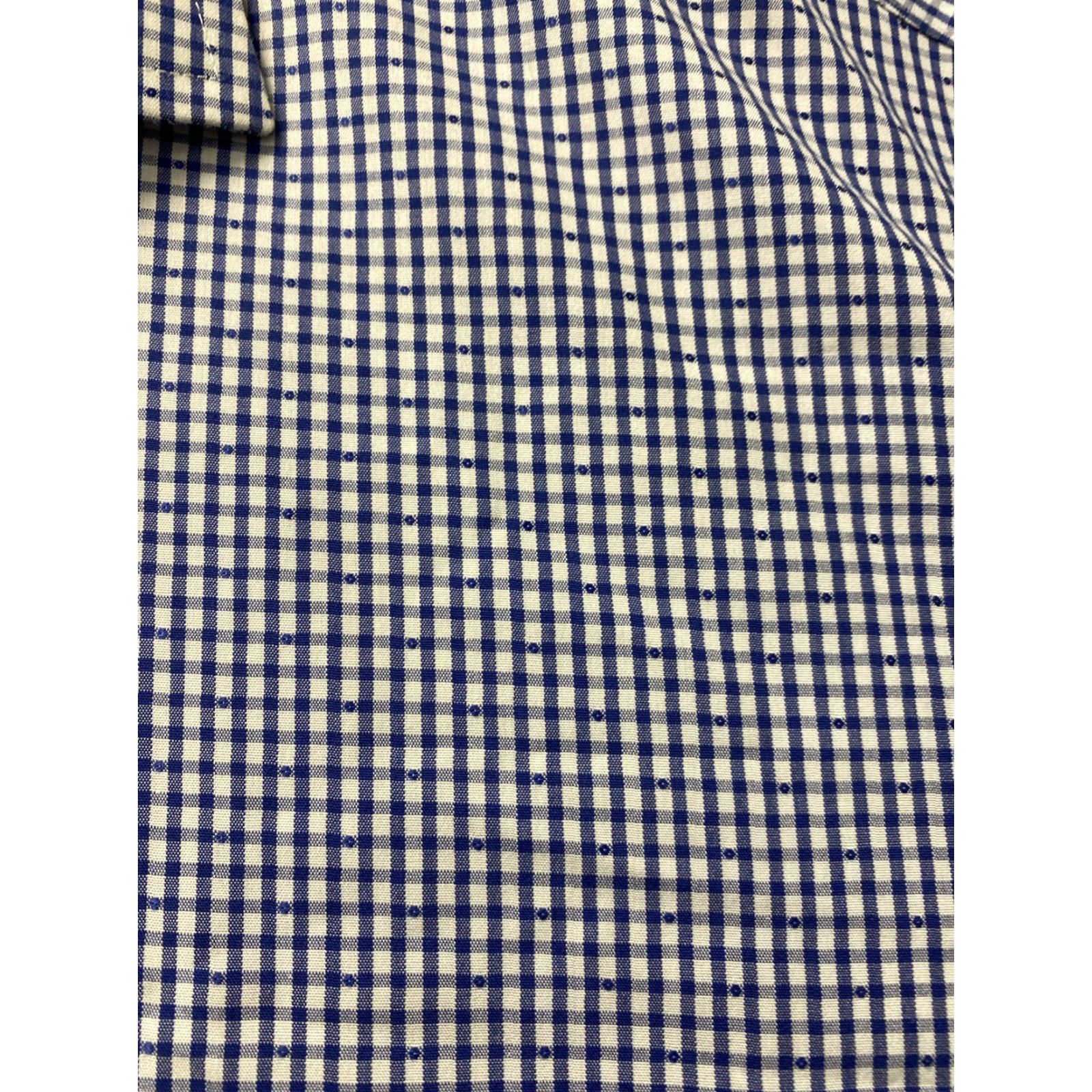 Roundtree & Yorke VINTAGE Roundtree & Yorke Gold Label Dress Shirt Mens Big & Tall 18 Blue White Check Cotton Button-Down Size US XXL / EU 58 / 5 - 3 Thumbnail