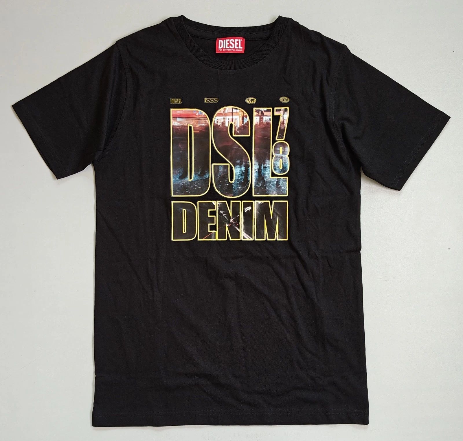 Diesel DIESEL Black T-shirt with DSL 78 Denim print T 4188 Size US XS / EU 42 / 0 - 2 Thumbnail