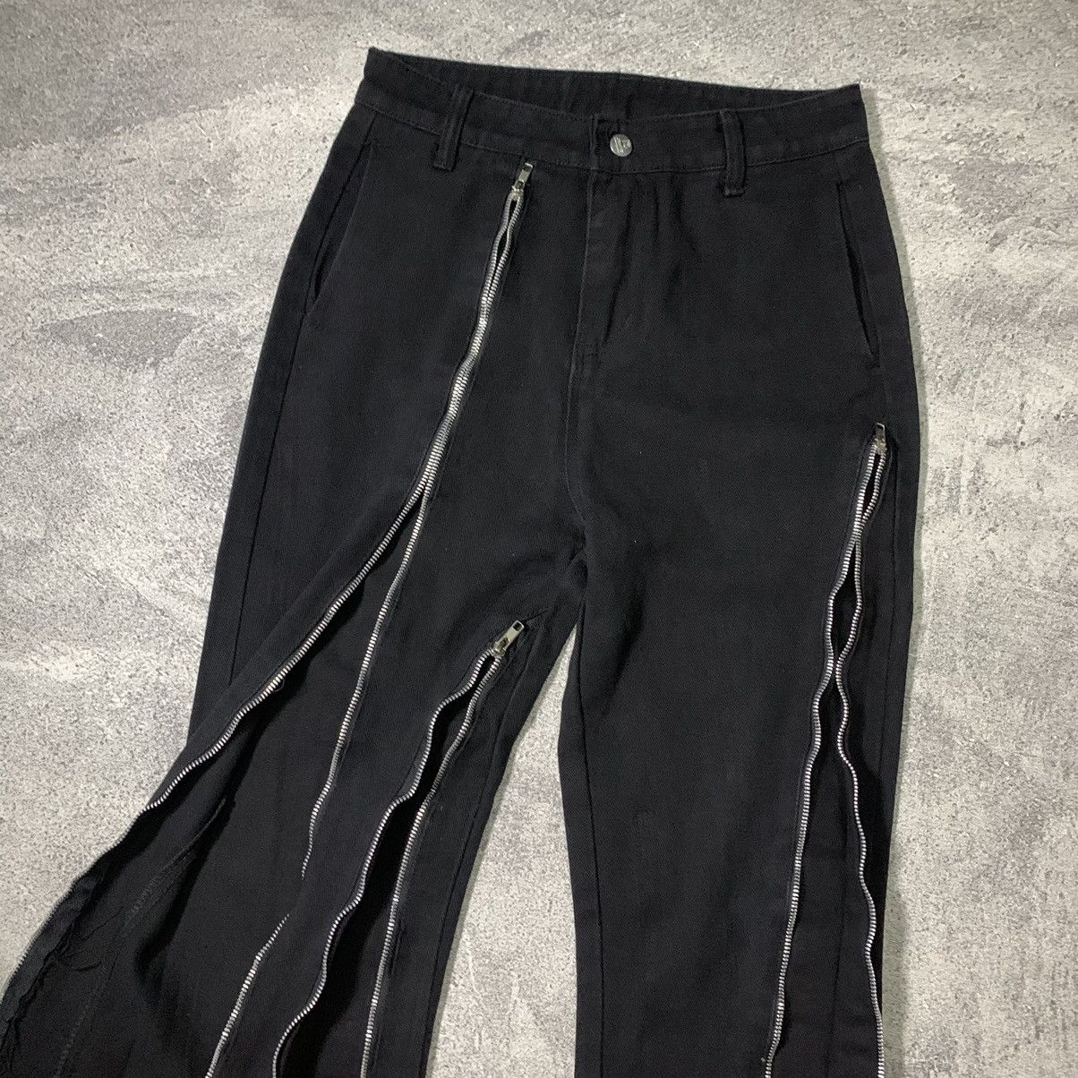 Japanese Brand MULTIZIPPER FLARE DENIM PANTS RICK OWENS STYLE Size US 30 / EU 46 - 4 Thumbnail