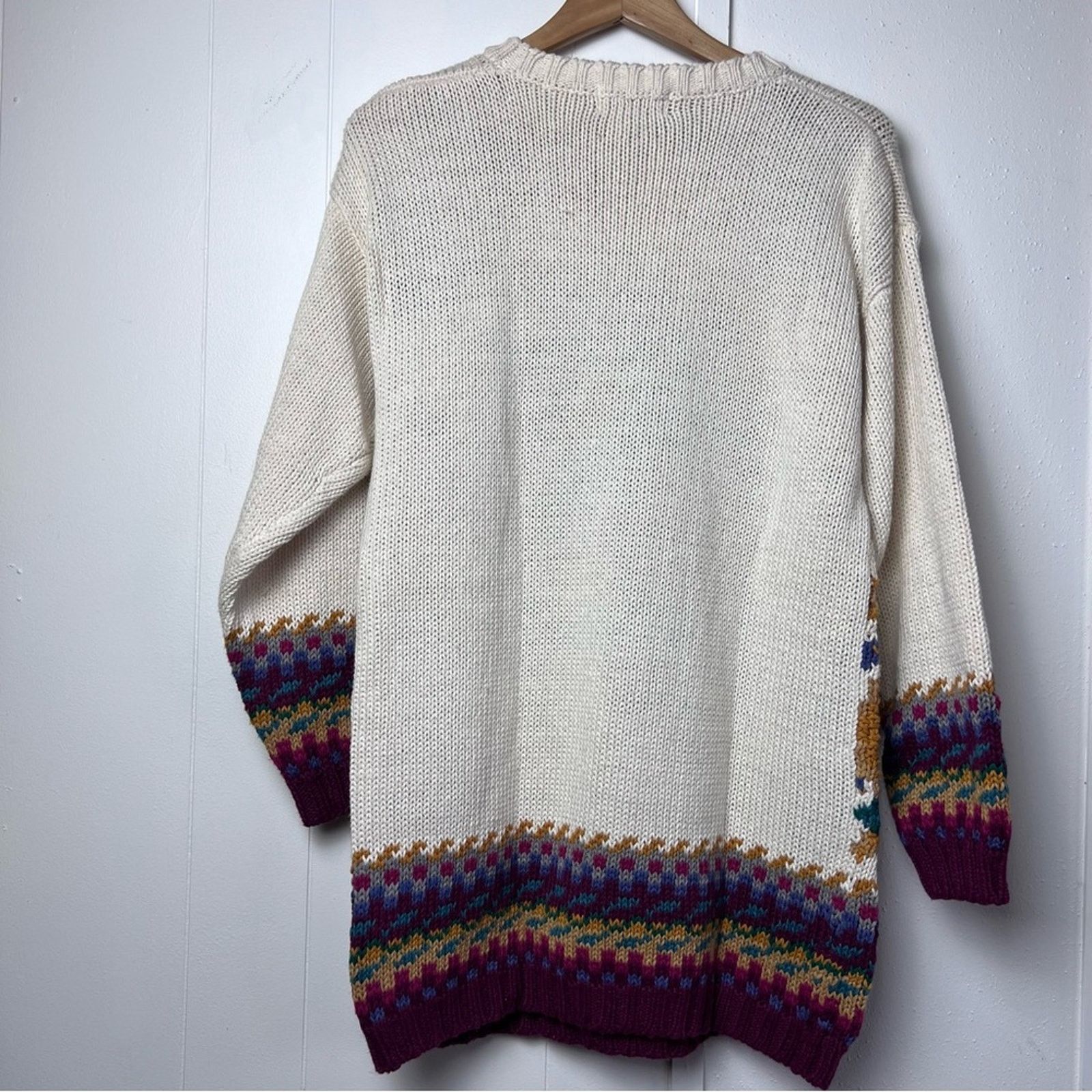 Vintage Vintage Cream Floral Oversized Pullover Sweater Women Med Size M / US 6-8 / IT 42-44 - 10 Thumbnail