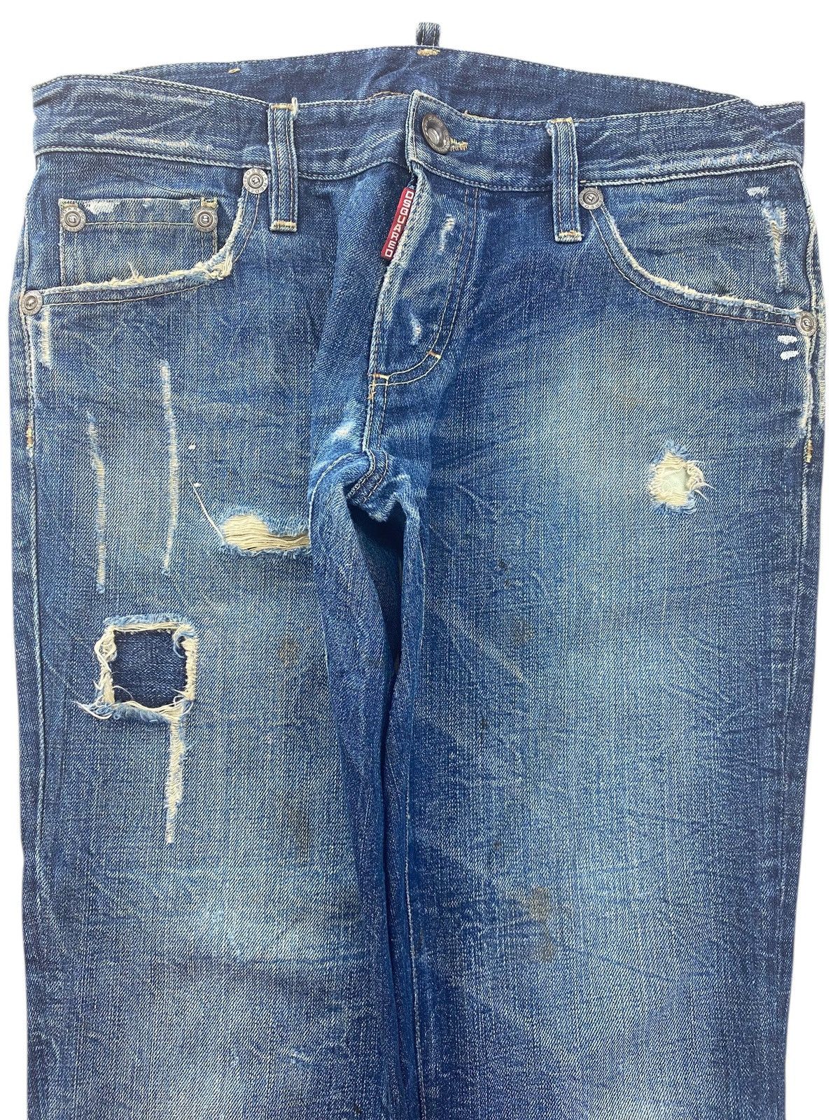 Dsquared2 Dsquared2 Faded Wash Distressed Style Skinny Leg Jeans Size US 33 - 2 Thumbnail