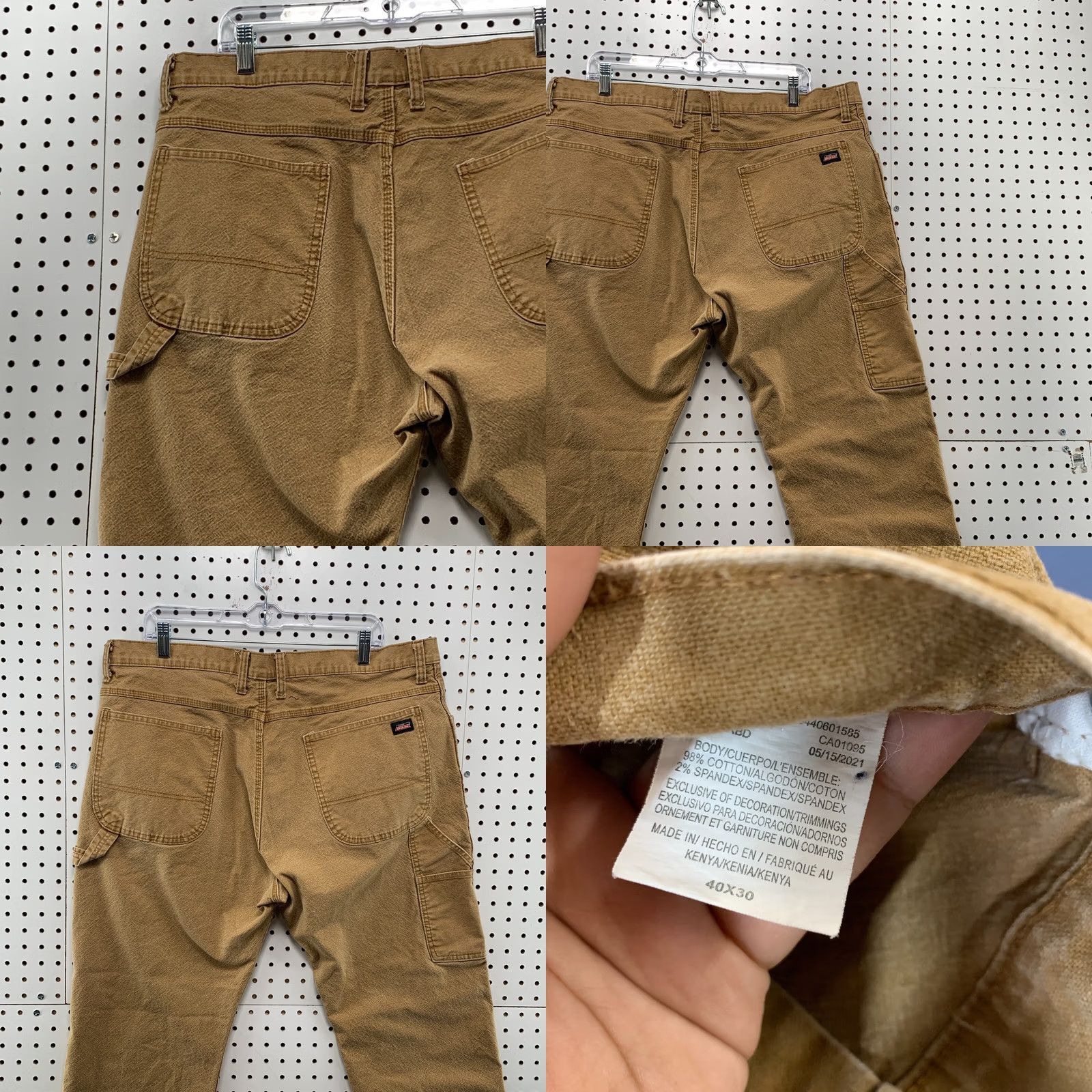 Dickies VINTAGE DIckies Canvas Carpenter Pants Mens FITS 39x28 Brown Workwear Straight Size US 39 - 9 Thumbnail