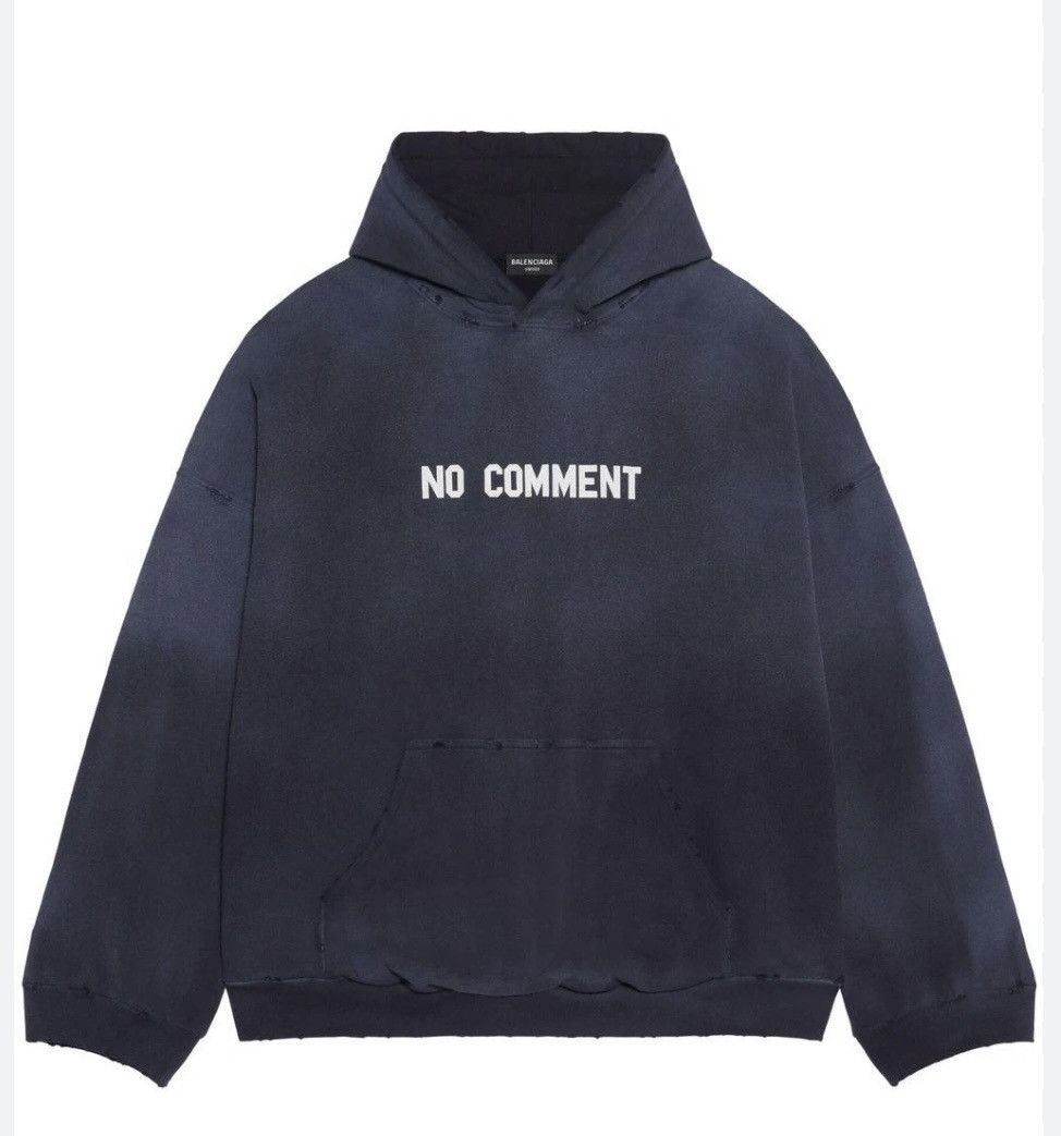 Balenciaga FW21 - NO COMMENT - Heavy Oversize Hoodie Runway Royal Blue Size US L / EU 52-54 / 3 - 3 Thumbnail