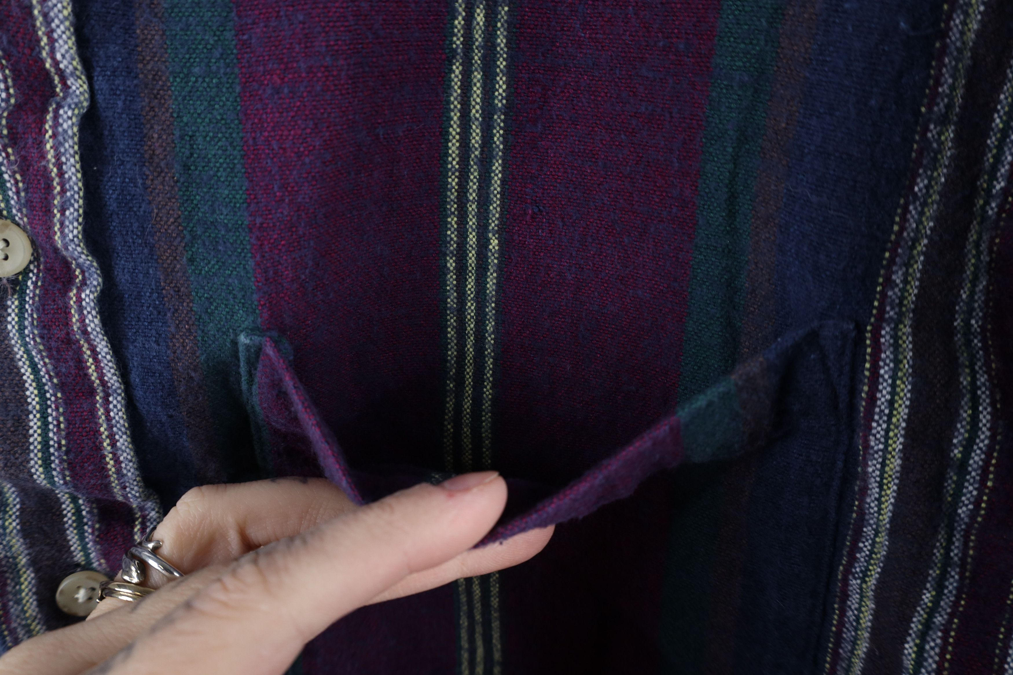 Vintage Vintage 90s Streetwear Striped Flannel Collar Button Shirt Size US XL / EU 56 / 4 - 5 Thumbnail