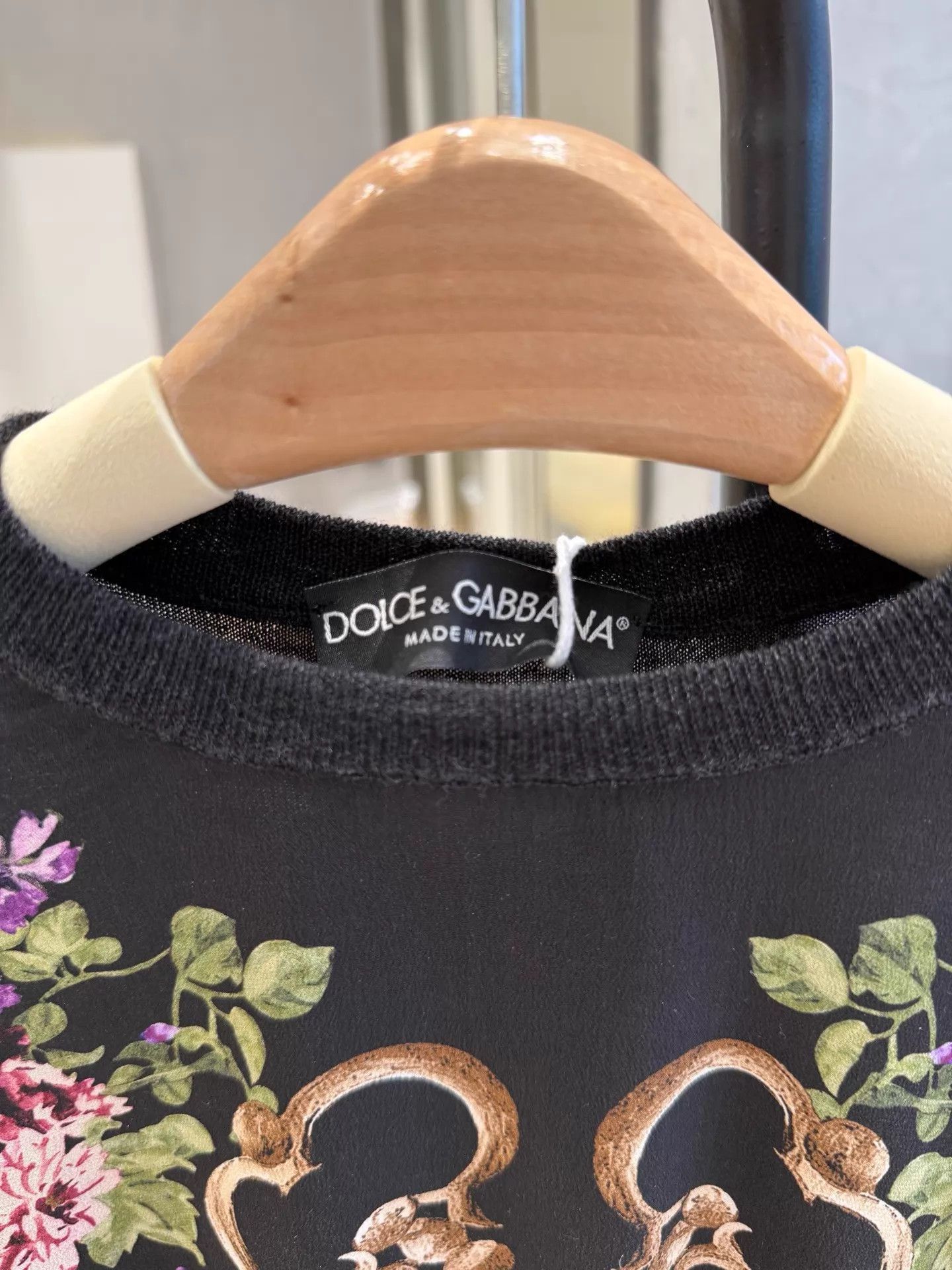 Dolce & Gabbana DG Wool Silk Blend Key Floral Top 42 Size M / US 6-8 / IT 42-44 - 2 Thumbnail