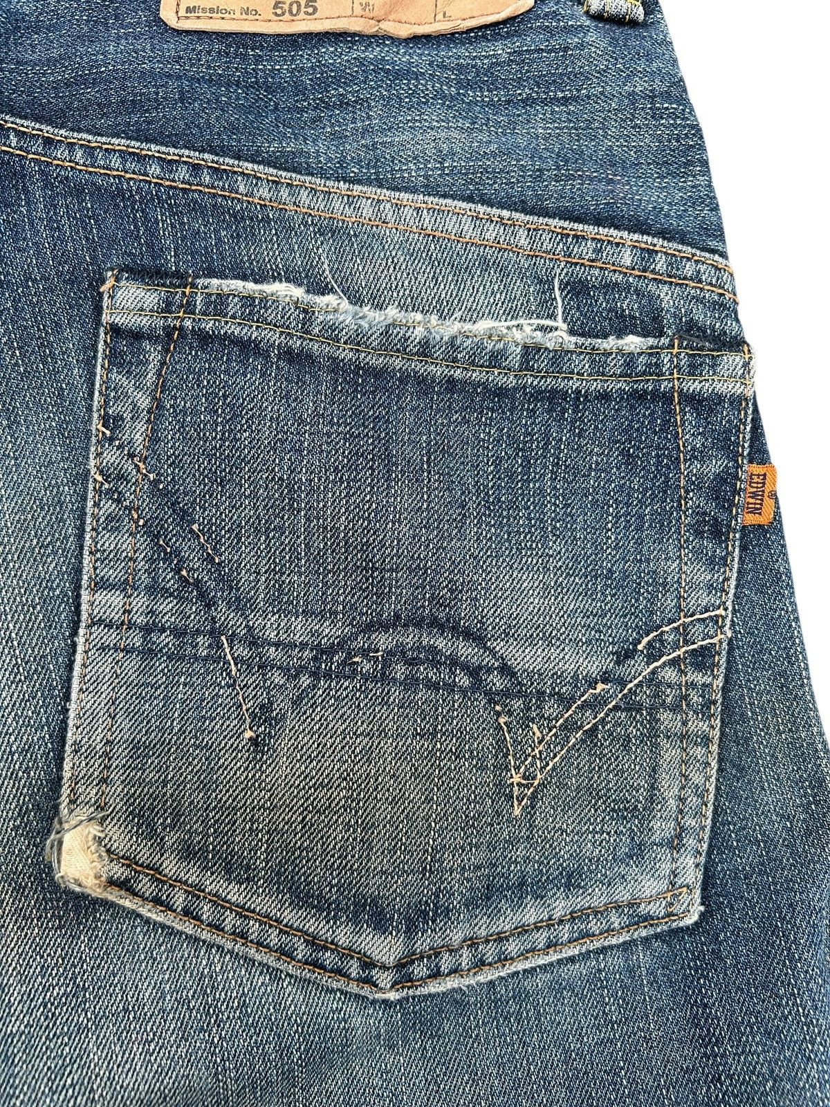 Kapital Vintage Edwin 505 Half Selvedge Distressed Dirty Denim Jeans Size US 30 / EU 46 - 13 Thumbnail