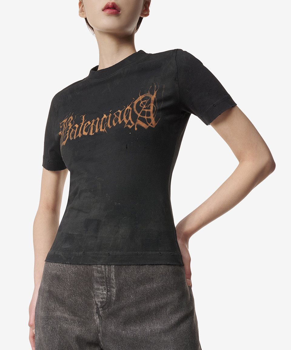 Balenciaga o1srvl11e1124 Heavy Metal Tight T-Shirt Small Fit in Black Size M / US 6-8 / IT 42-44 - 4 Thumbnail