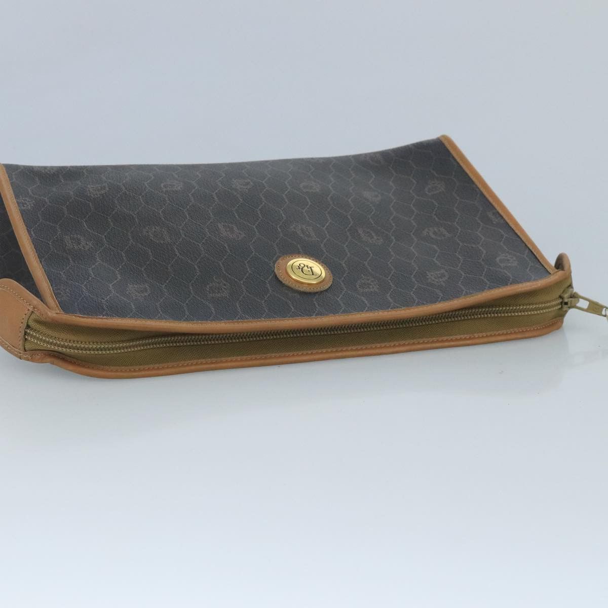 Dior DIOR Honeycomb Canvas Clutch Bag Leather Black Gold Size ONE SIZE - 5 Thumbnail