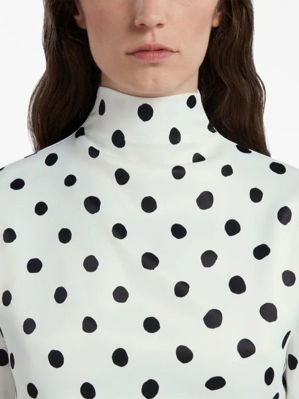 Marni o1w1db10824 Polka Dots Hi-neck Top in White Size L / US 10 / IT 46 - 4 Thumbnail