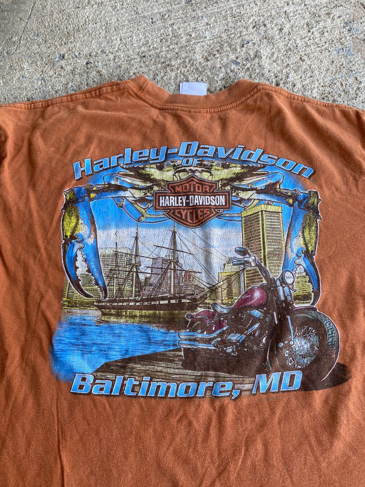 Harley Davidson × Vintage Vintage Y2K Harley Davidson Faded Orange Double Sided Shirt Size US XL / EU 56 / 4 - 5 Thumbnail