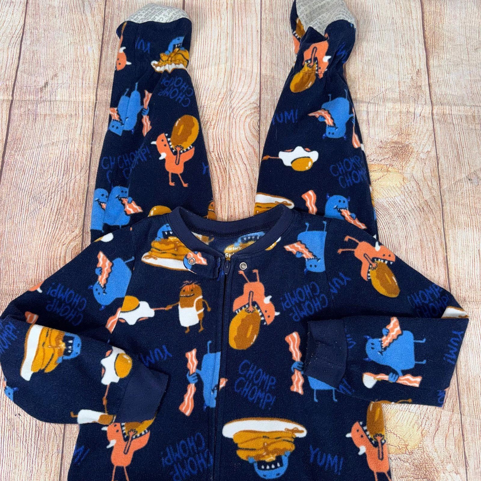 Other 5T Dino, Food and Football Themed Footed Pjs Size ONE SIZE - 6 Thumbnail