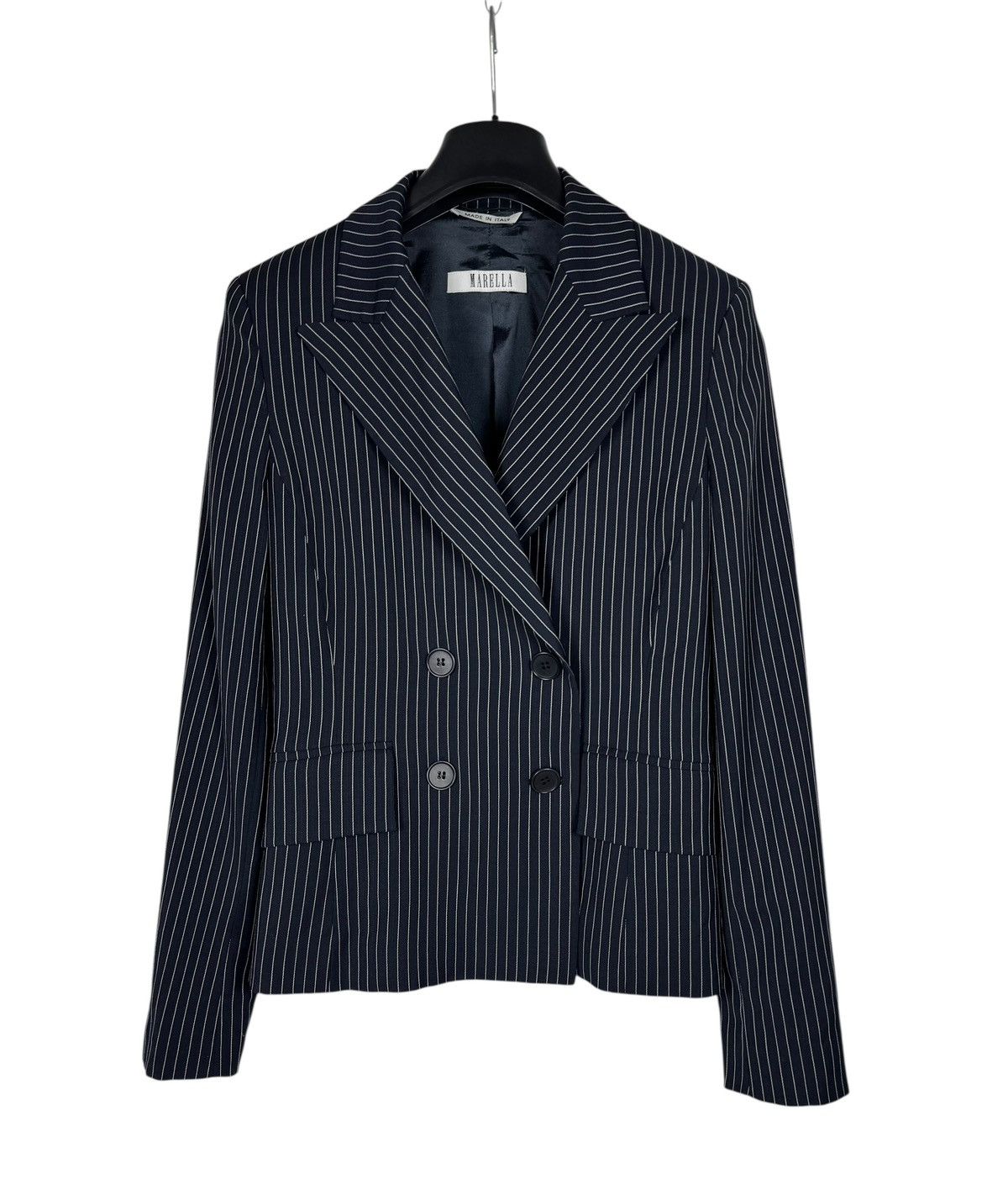 Marella Marella Virgin Wool Striped Blazer Double-Breasted size US10 Size L / US 10 / IT 46 - 10 Thumbnail