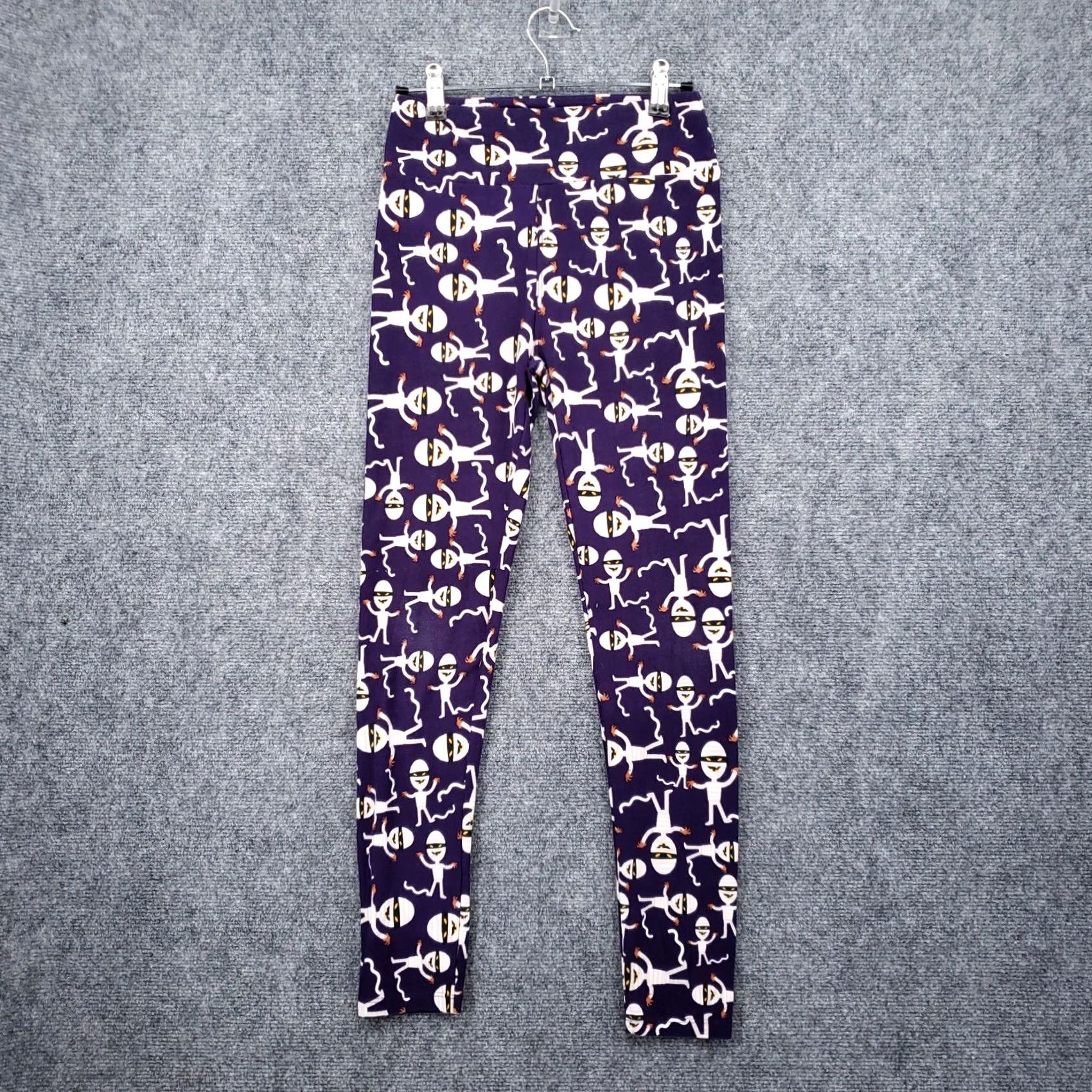 Vintage LuLaRoe Leggings Womens One Size Purple Halloween Mummy Print Stretch Pull On Size 42" / US 20 - 2 Thumbnail