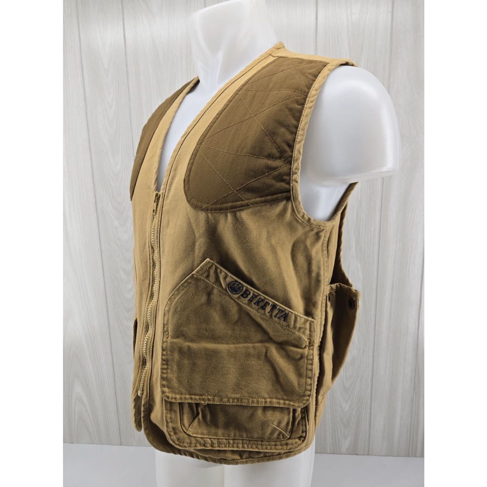 Vintage Beretta Vest Mens Small Tan Full Zip Pockets Game Pouch Hunting Shooting Vest Mens Small Tan Full Zip Pockets Size US S / EU 44-46 / 1 - 3 Thumbnail