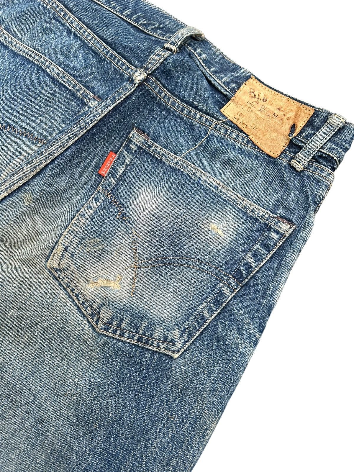 Japanese Brand × Kapital × Vintage HR.MARKET BLUE BLUE SELVEDGE Distressed Denim Jeans Size US 30 / EU 46 - 9 Thumbnail