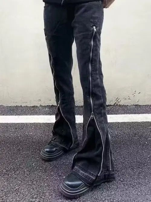 Flared Zip Up Black Jeans
